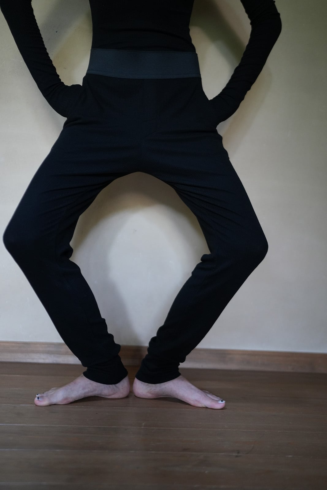 WOMEN　MOON TREE PLANET　line pants cashmere black