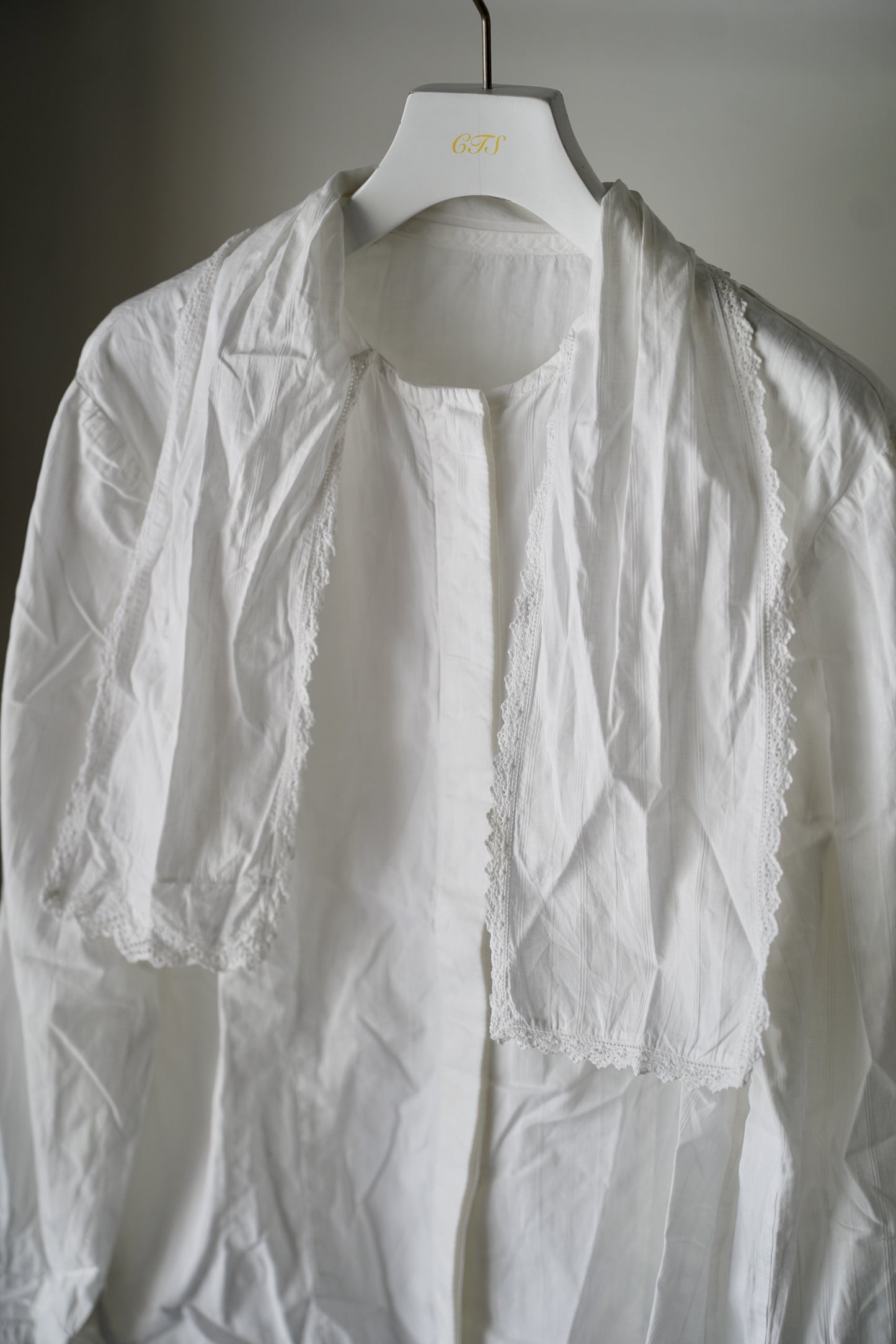 WOMEN VINTAGE 1900-1920's Antique French Cotton Blouse white #8