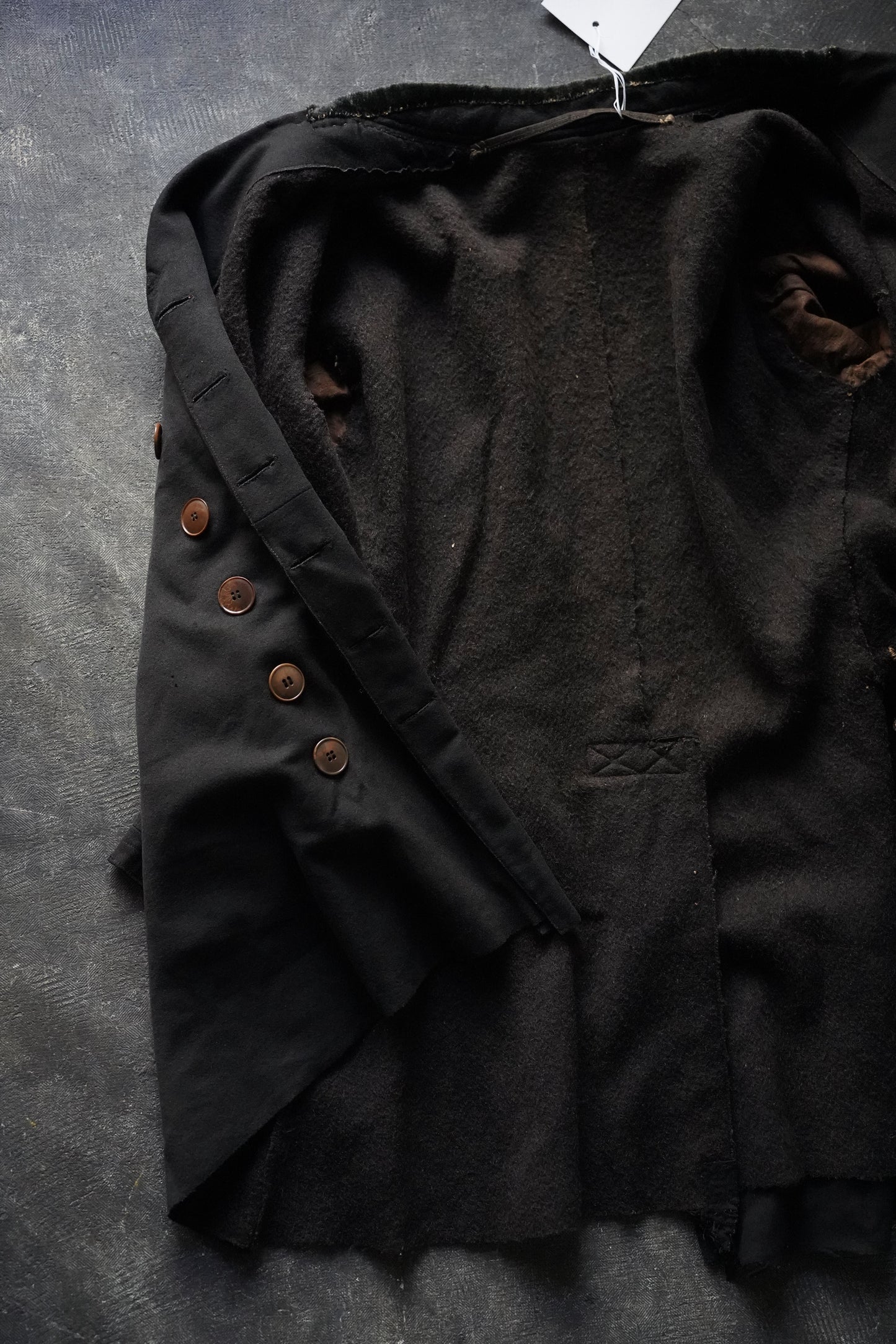 MEN LILY1ST VINTAGE 1890-1910's French Dameged Wool Melton Jacket