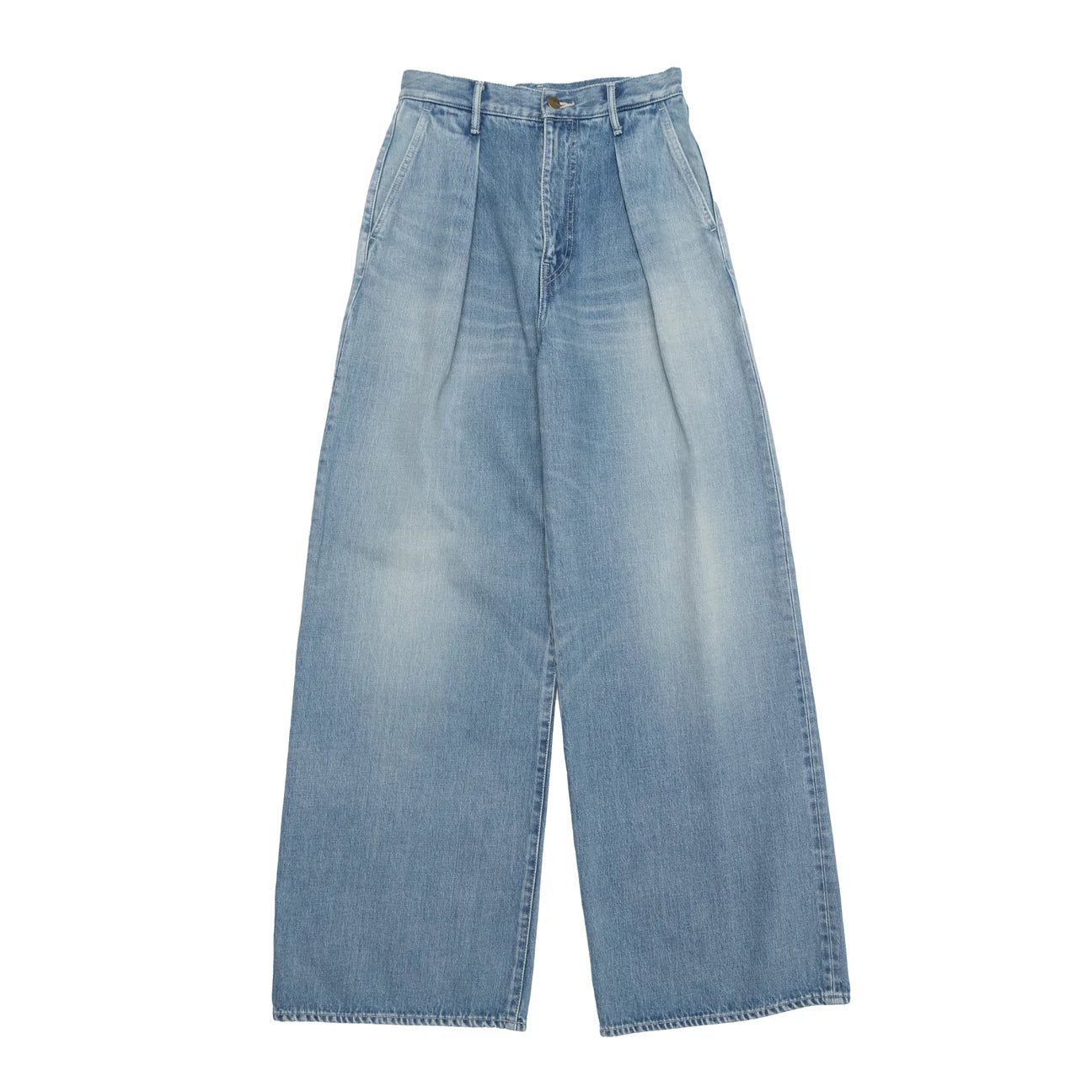 WOMEN Graphpaper Selvage Denim Two Tuck Wide Pants / LIGHT FADE 
