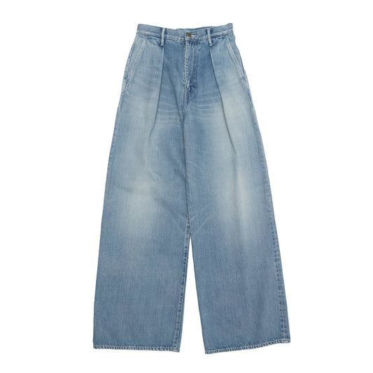 WOMEN Graphpaper Selvage Denim Two Tuck Wide Pants / LIGHT FADE