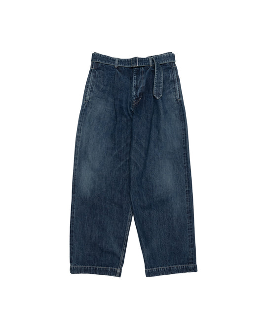 MEN Graphpaper Selvage Denim Belted Pants-INDIGO_DARK FADE-