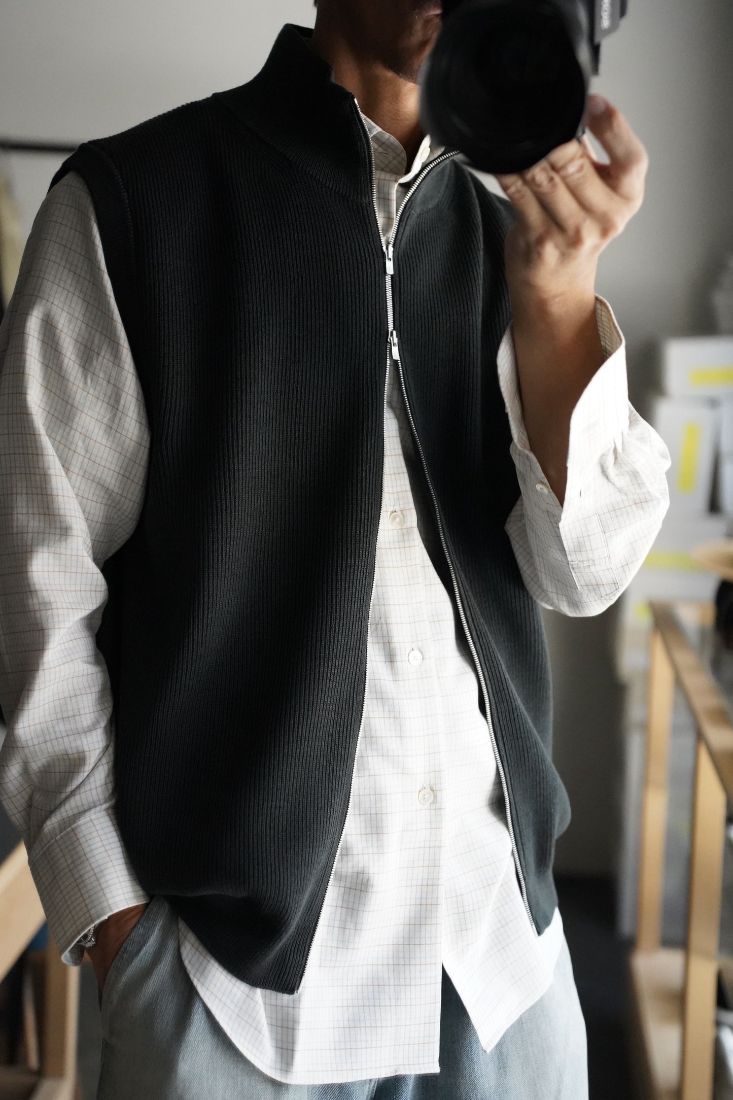 MEN BATONER / バトナー SUPER HIGH TWIST WOOL DRIVERS VEST