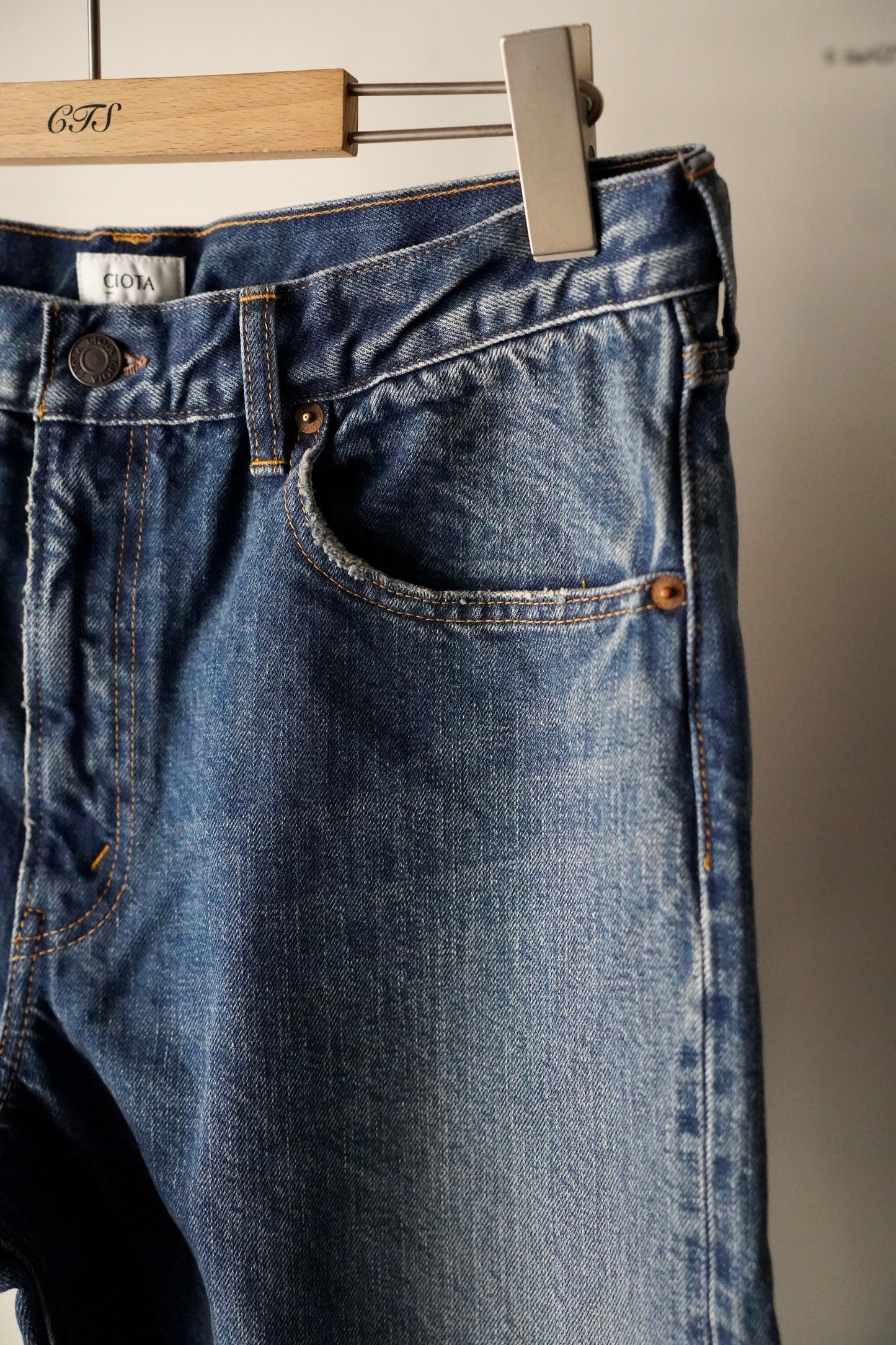 MEN CIOTA/シオタ Tapered 5 Pocket Pants MD BLUE-D