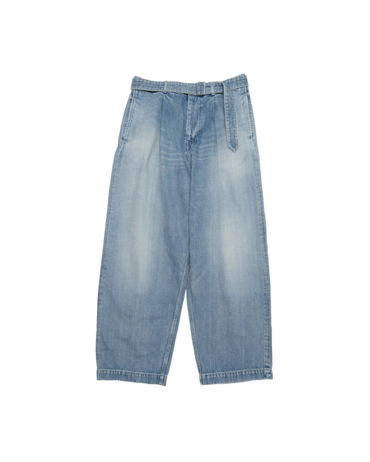 MEN Graphpaper Selvage Denim Belted Pants-INDIGO_LIGHT FADE-