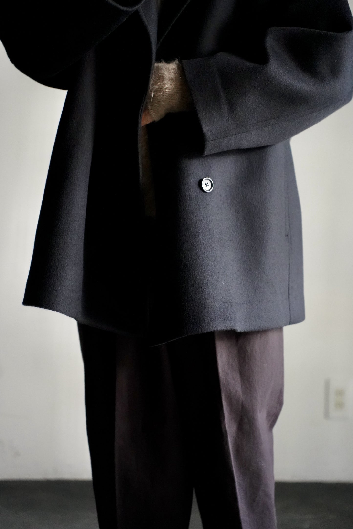 MEN Graphpaper Light Melton Shawl Collar Coat