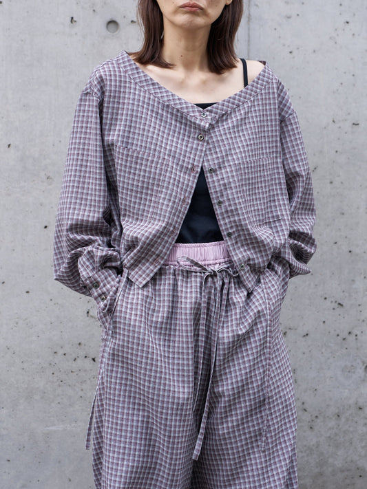 WOMEN oll/オール slow off shoulder check shirt