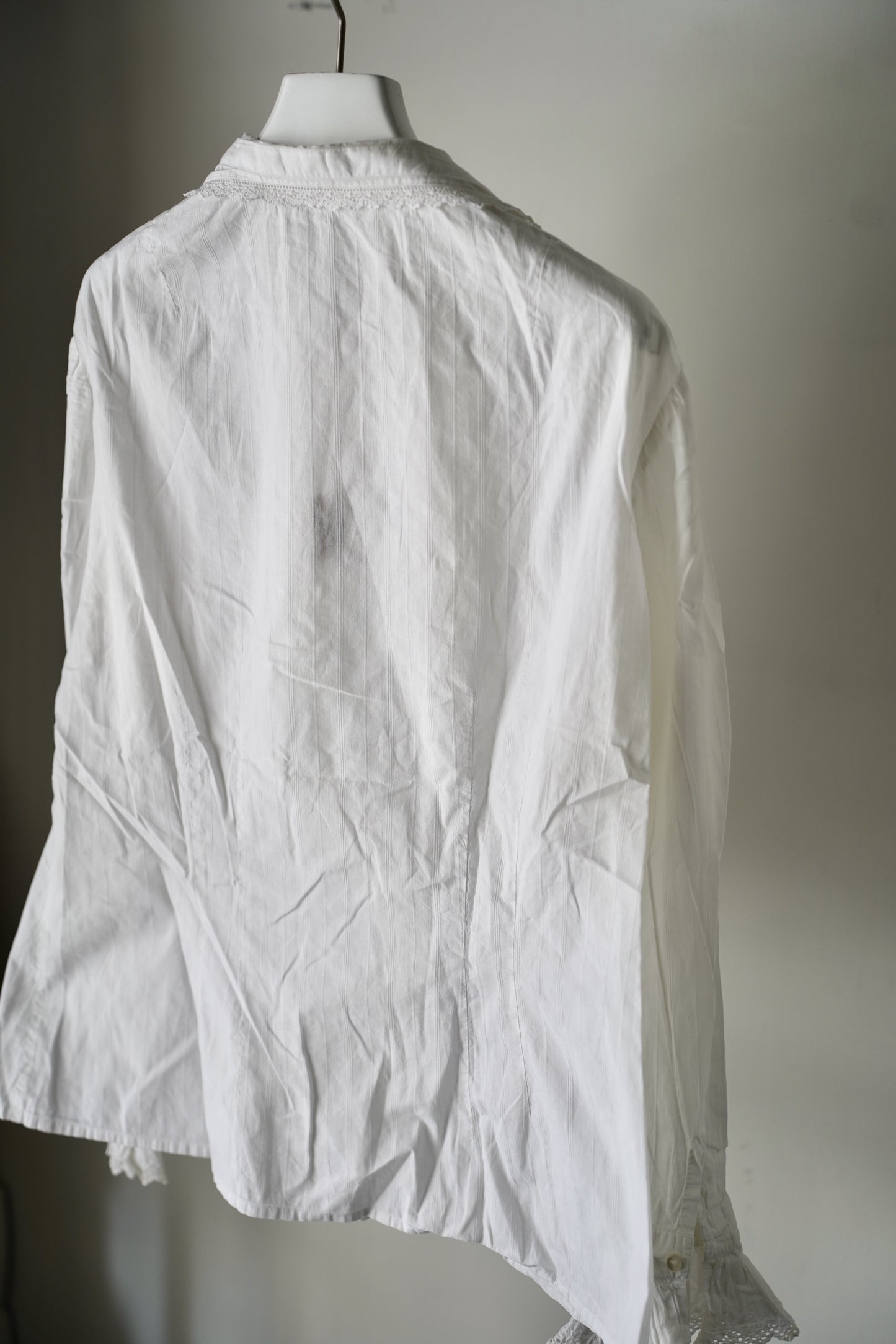 WOMEN VINTAGE 1900-1920's Antique French Cotton Blouse white #8