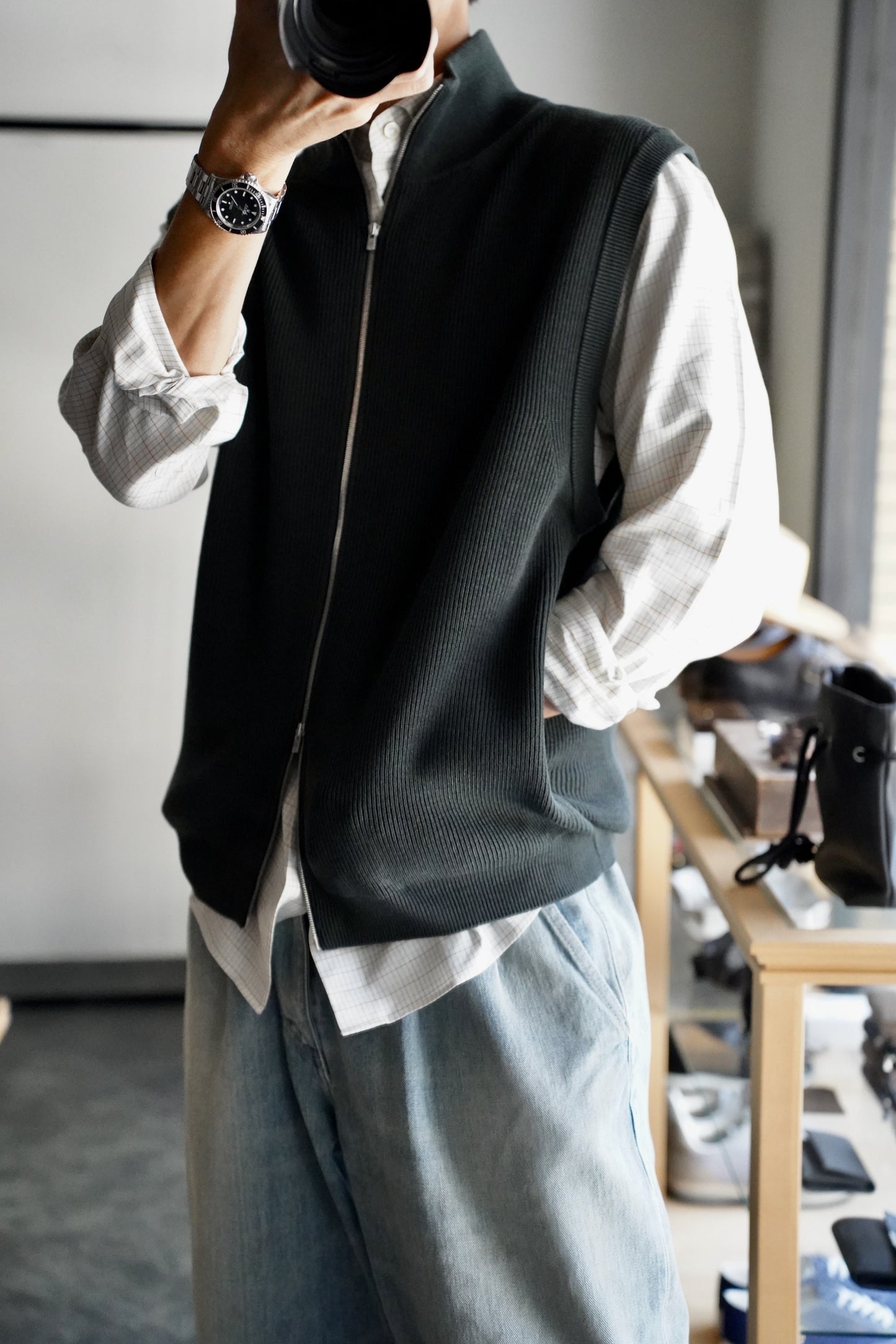 MEN BATONER / バトナー SUPER HIGH TWIST WOOL DRIVERS VEST