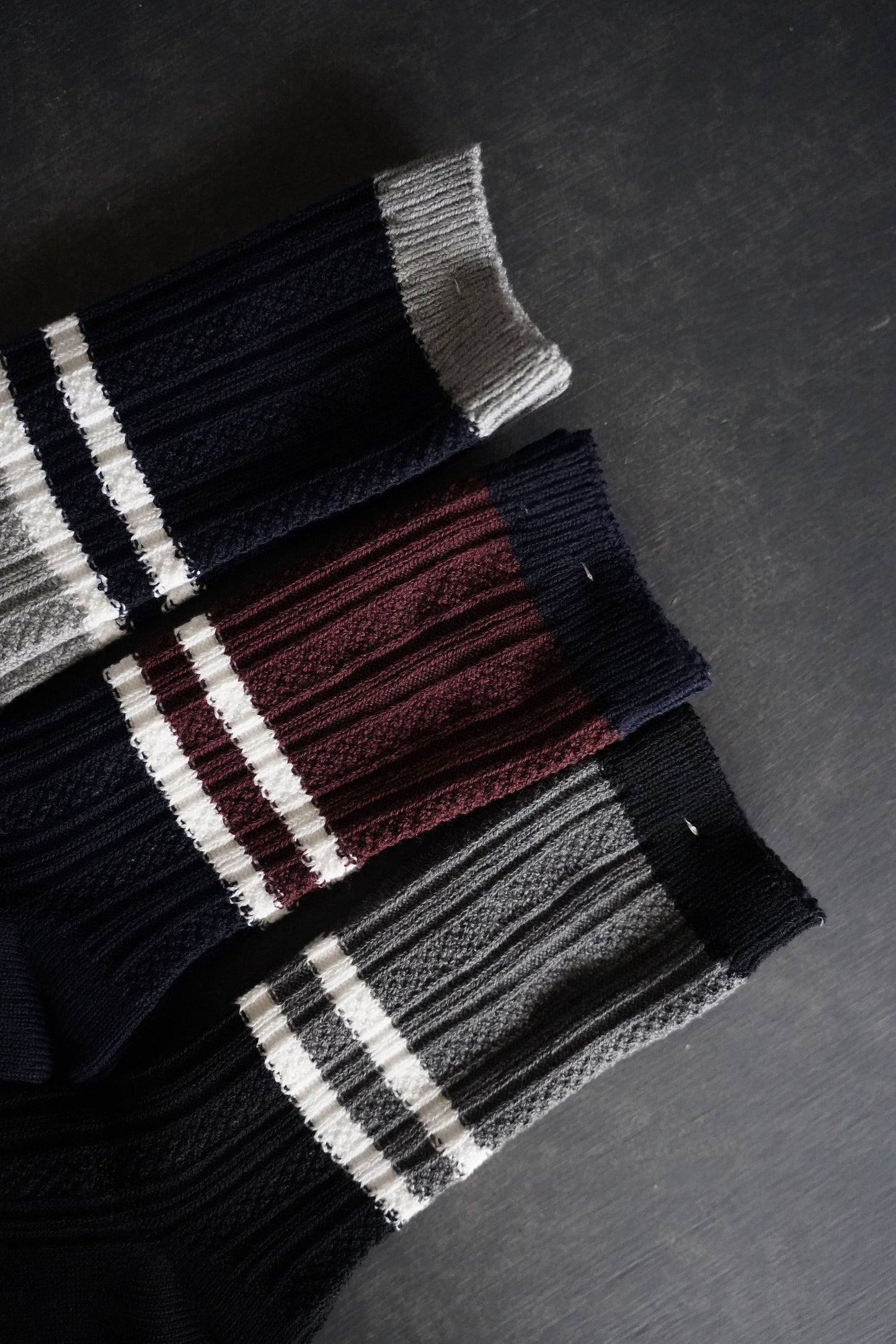 MEN NAVY ROOTS ネイビールーツ バイカラーカノコリブソックス