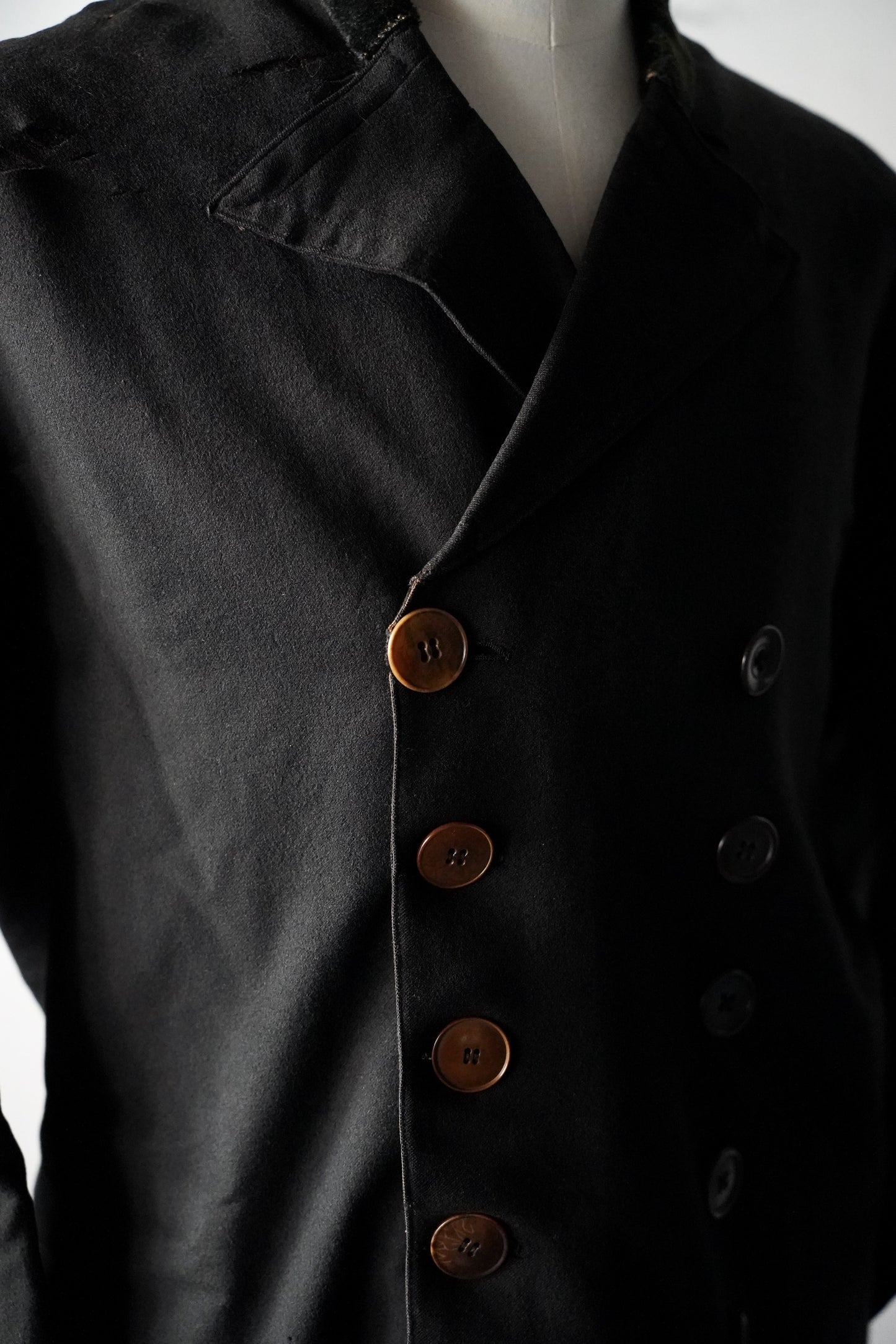 MEN LILY1ST VINTAGE 1890-1910's French Dameged Wool Melton Jacket