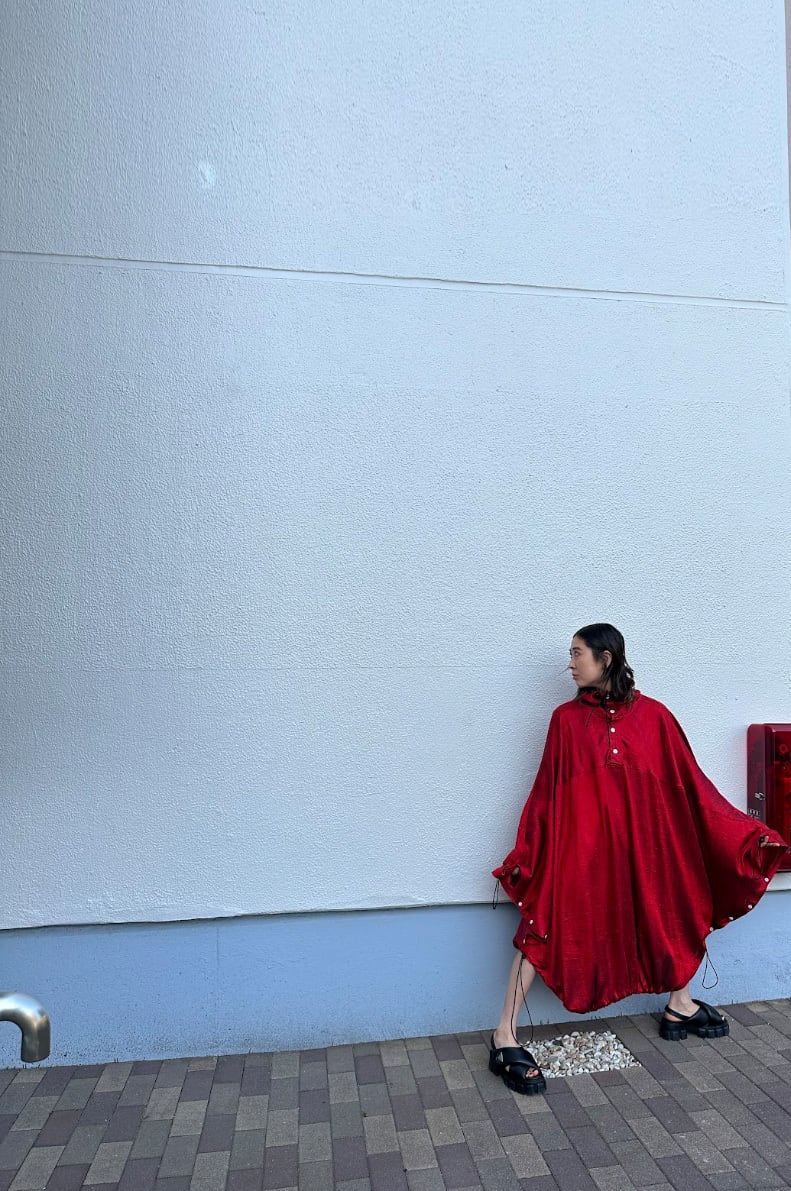 WOMEN TOO PONCHO Red