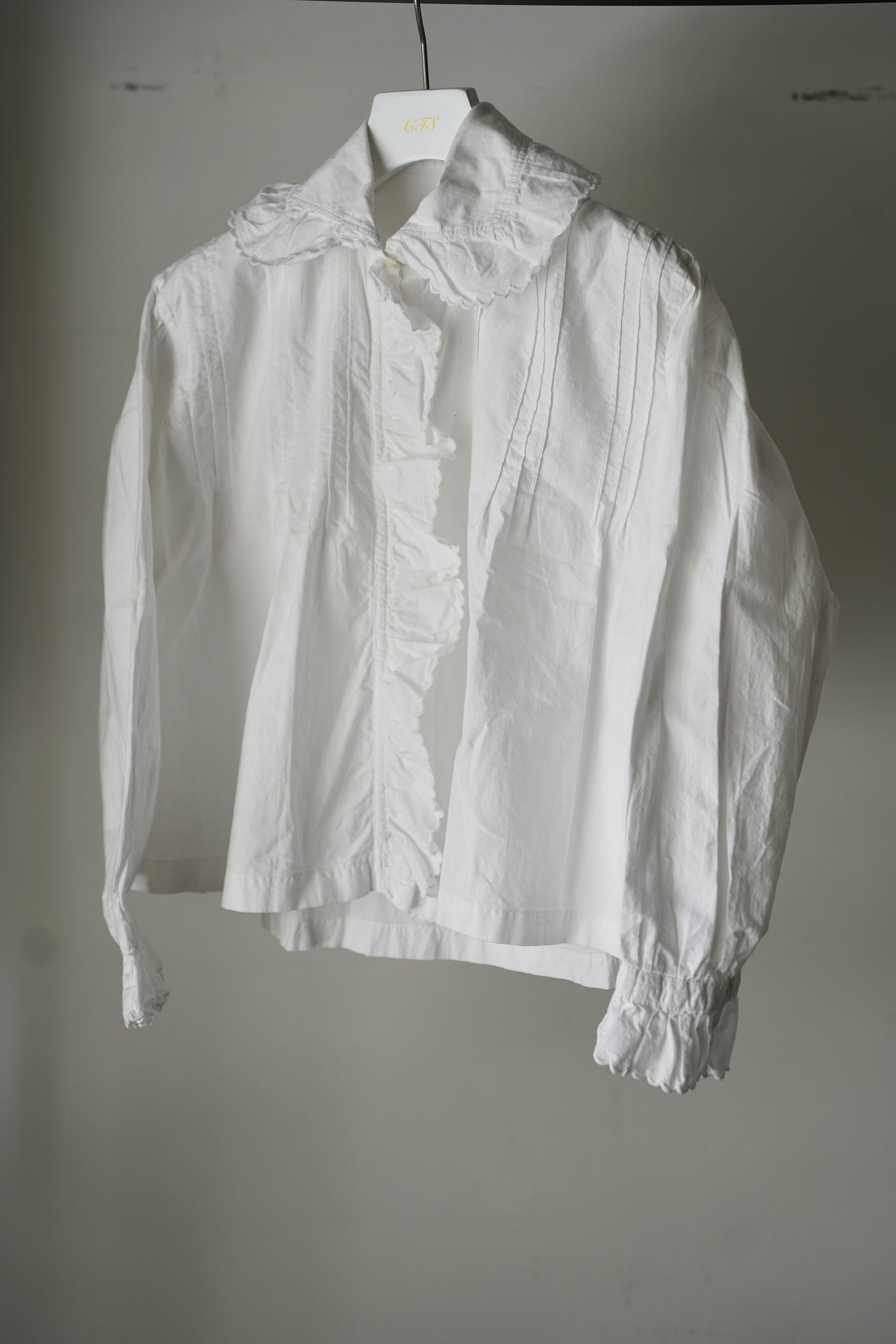 WOMEN　VINTAGE　1900-1920's Antique French Cotton Blouse white #3