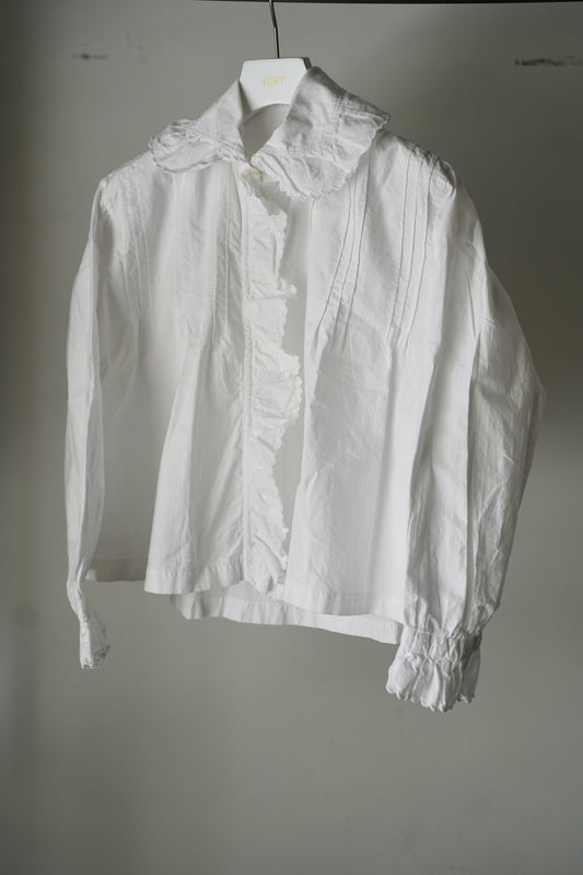 WOMEN VINTAGE 1900-1920's Antique French Cotton Blouse white #3