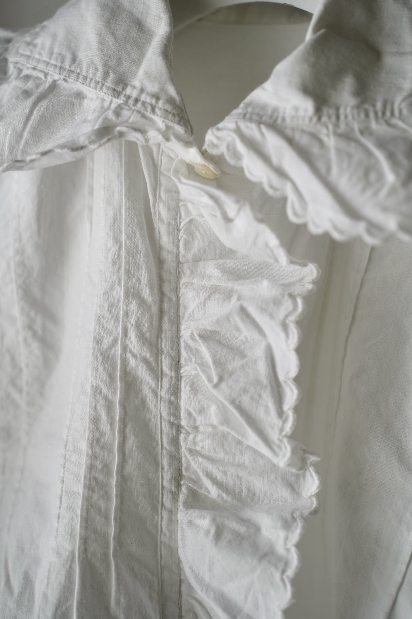 WOMEN VINTAGE 1900-1920's Antique French Cotton Blouse white #3