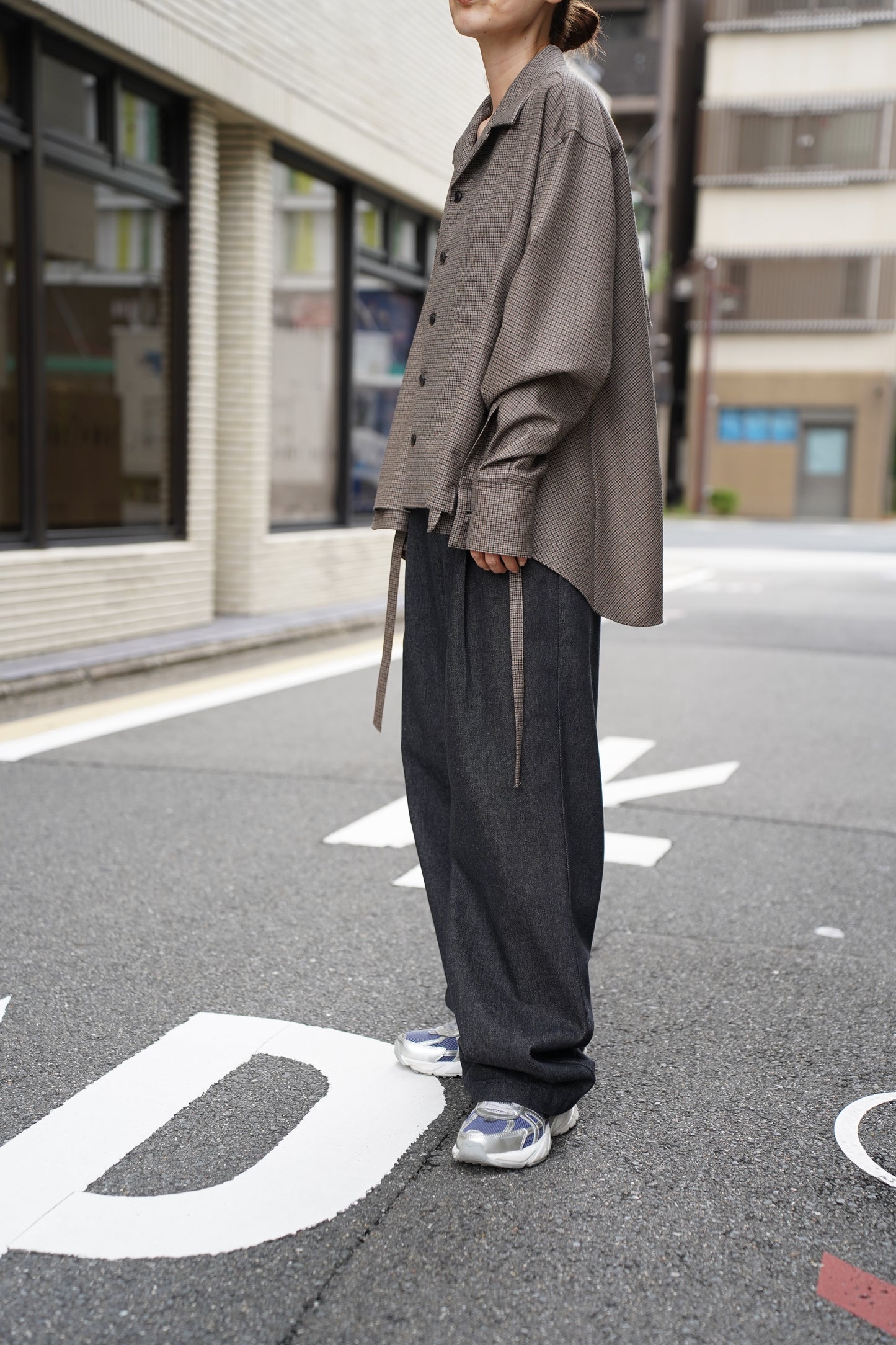 WOMEN RYU KAGA Wool flannel open back shirt