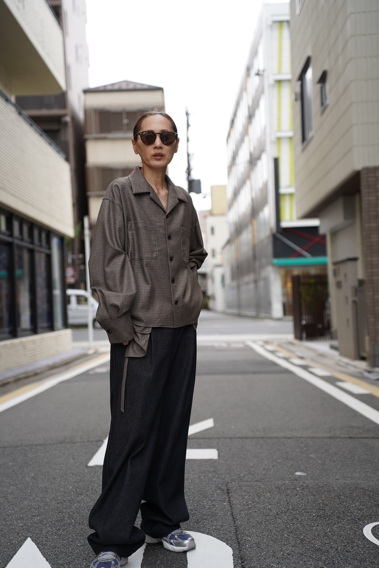WOMEN RYU KAGA Wool flannel open back shirt