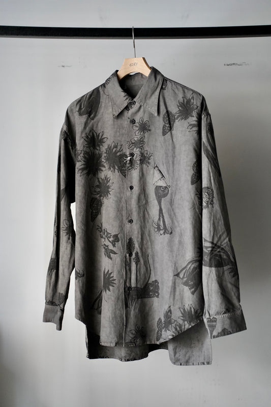 MEN Kiivu / キフ BOIL L/SHT - Hand Drawing SUMI Printing -