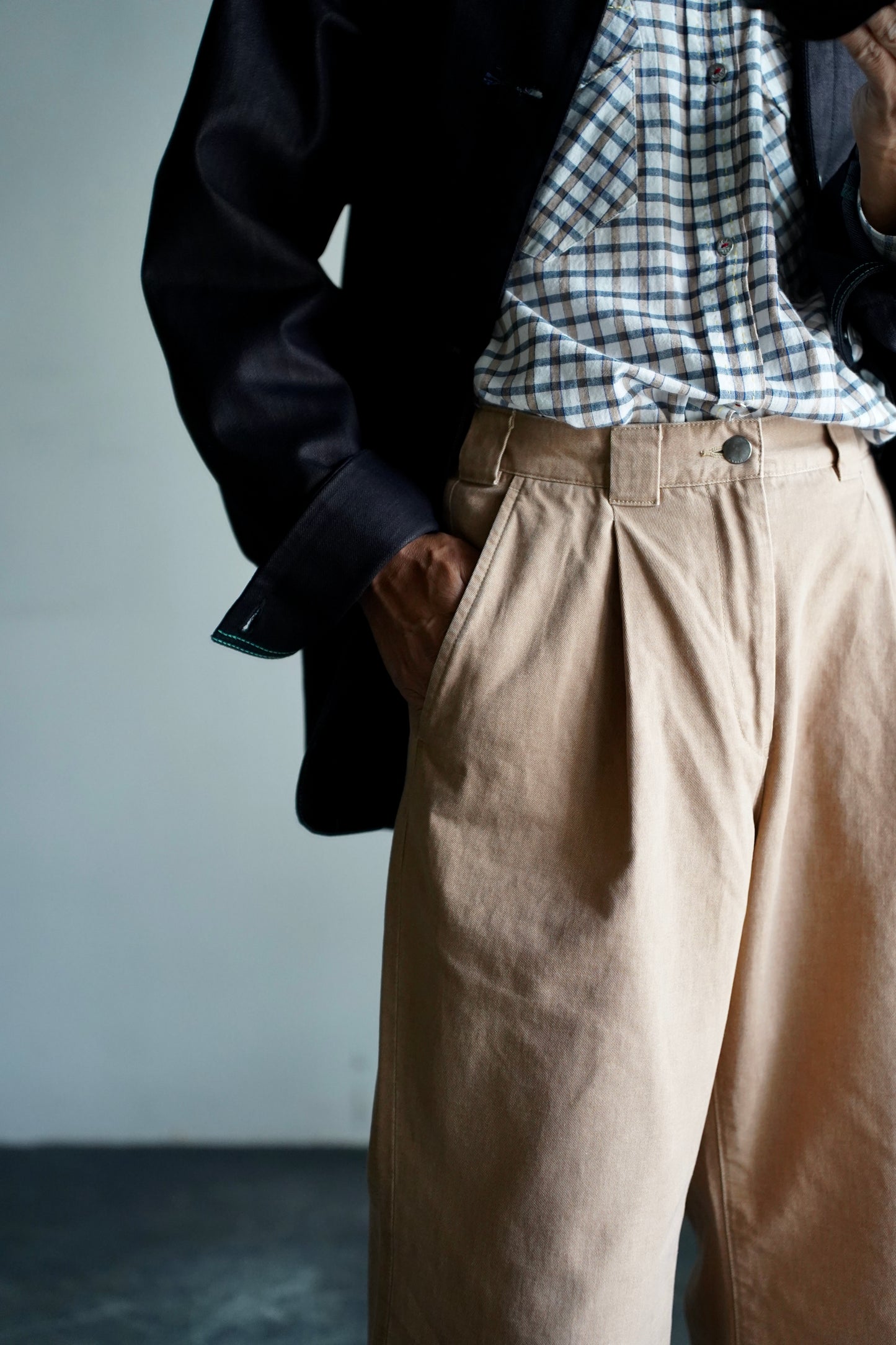 MEN Kiivu / キフ BAGGY CHINO TROUSER- Pigment Print Chino Cloth -