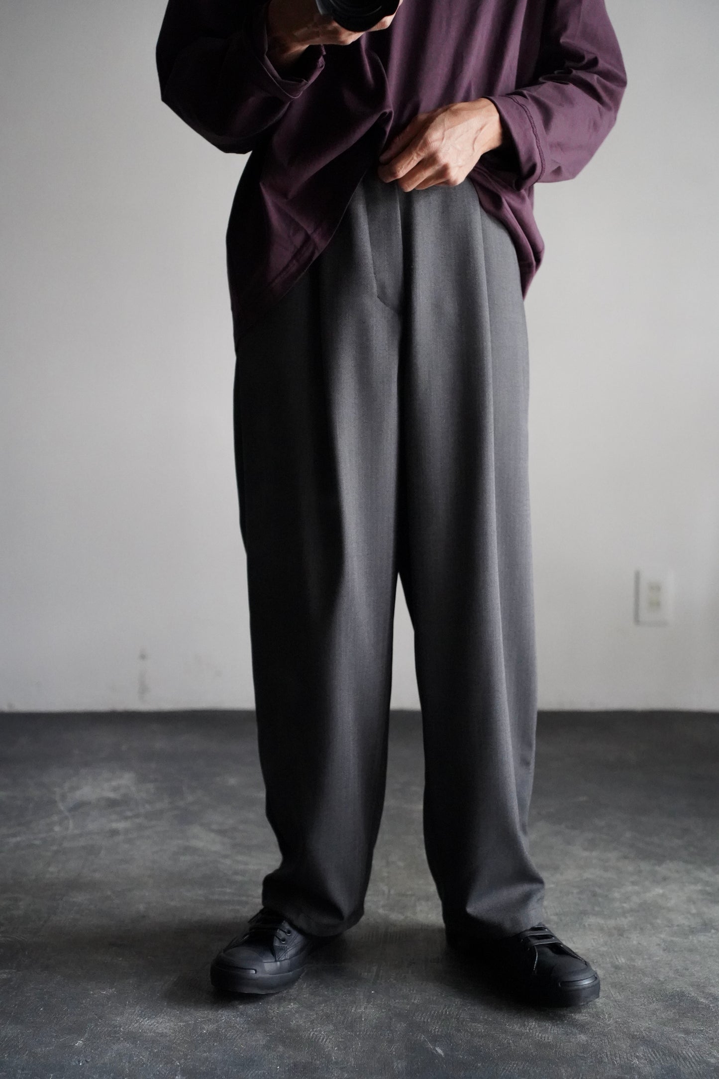 MEN Graphpaper Melange Herringbone Stripe Chef Track Pants