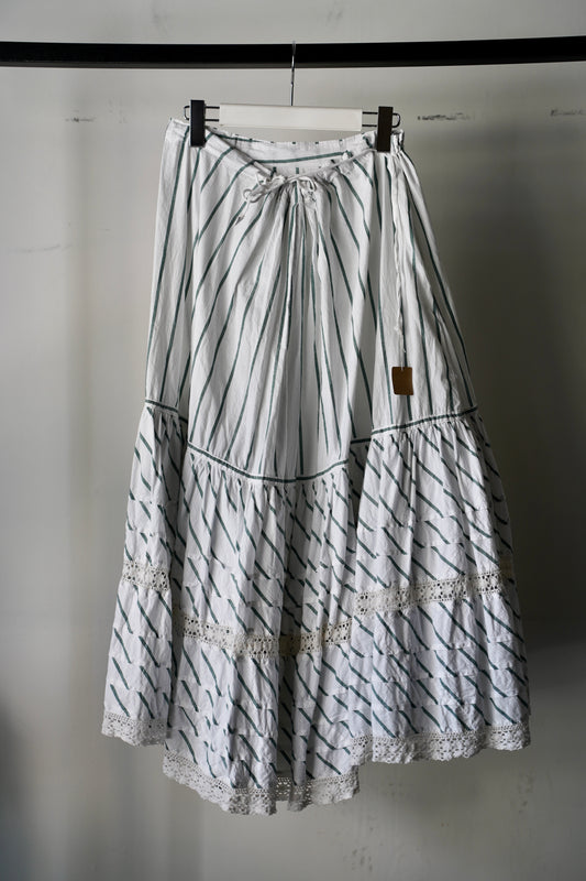 WOMEN VINTAGE 1900-1920's Antique French Cotton Skirt