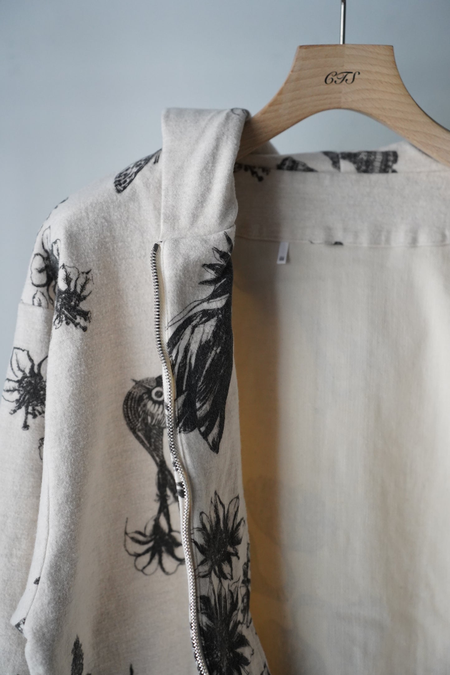 MEN Kiivu / キフ ZIP UP HOODED - Drawing Sumi Print Doble + Needle -