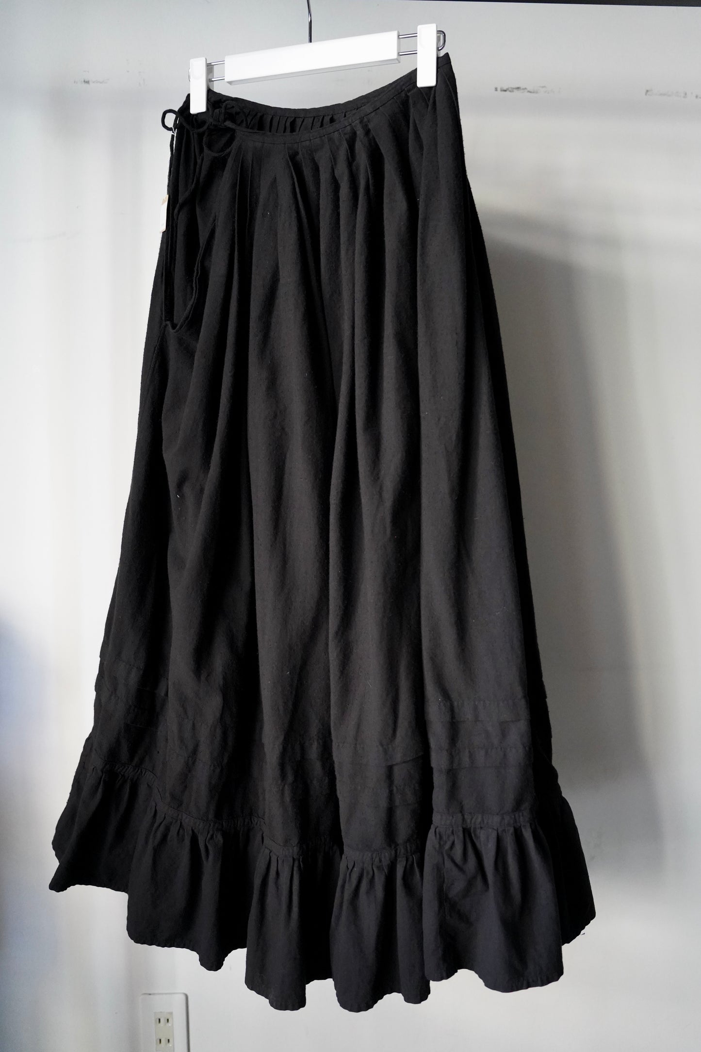 WOMEN VINTAGE 1900-1920's Antique French Cotton Black Skirt