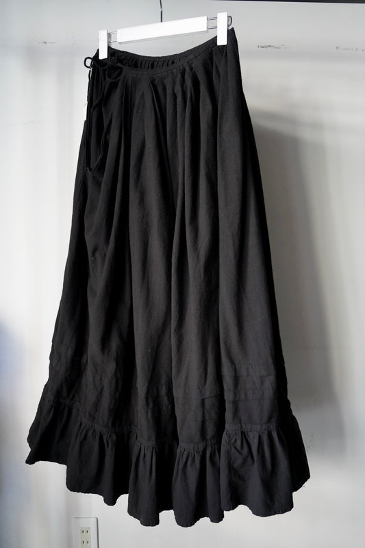 WOMEN VINTAGE 1900-1920's Antique French Cotton Black Skirt