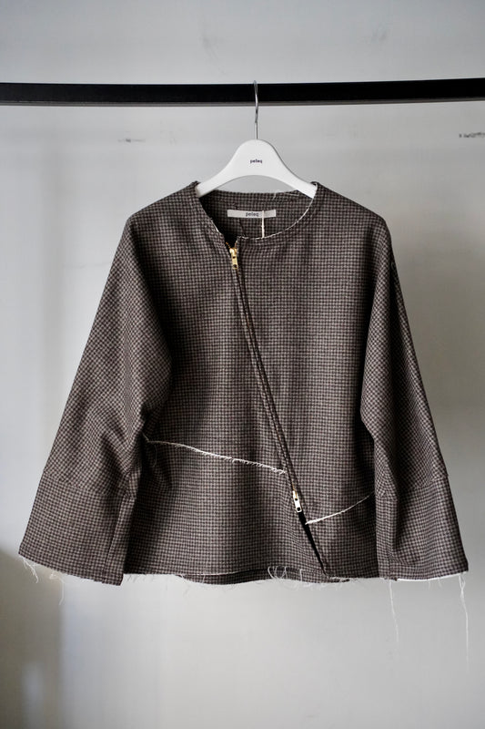 WOMEN pelleq / ペレック houndstooth diagonal shirts
