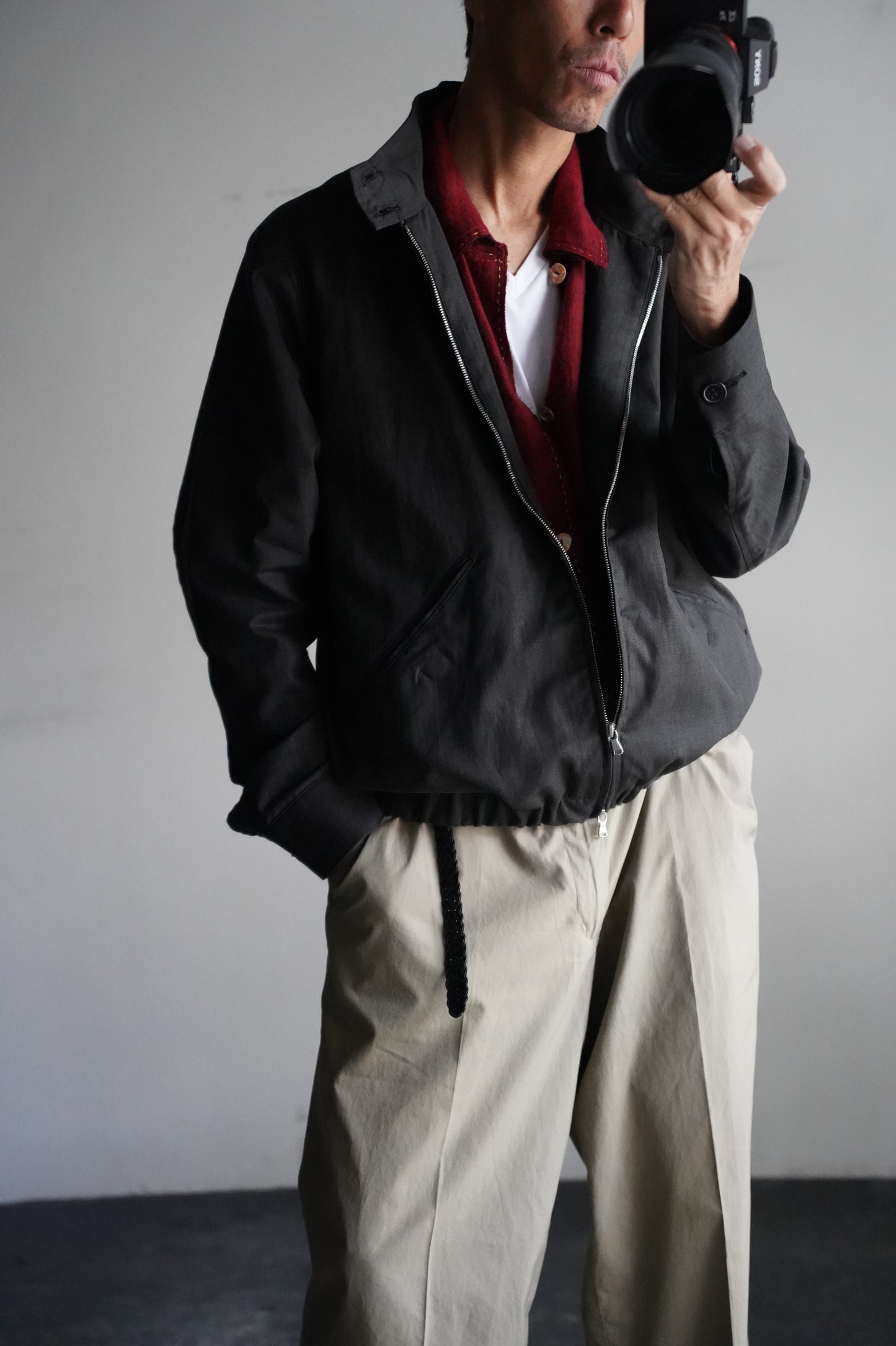 MEN Kiivu / キフ HARRINGTON JACKET- Cotton Linen + Sumi Coating -