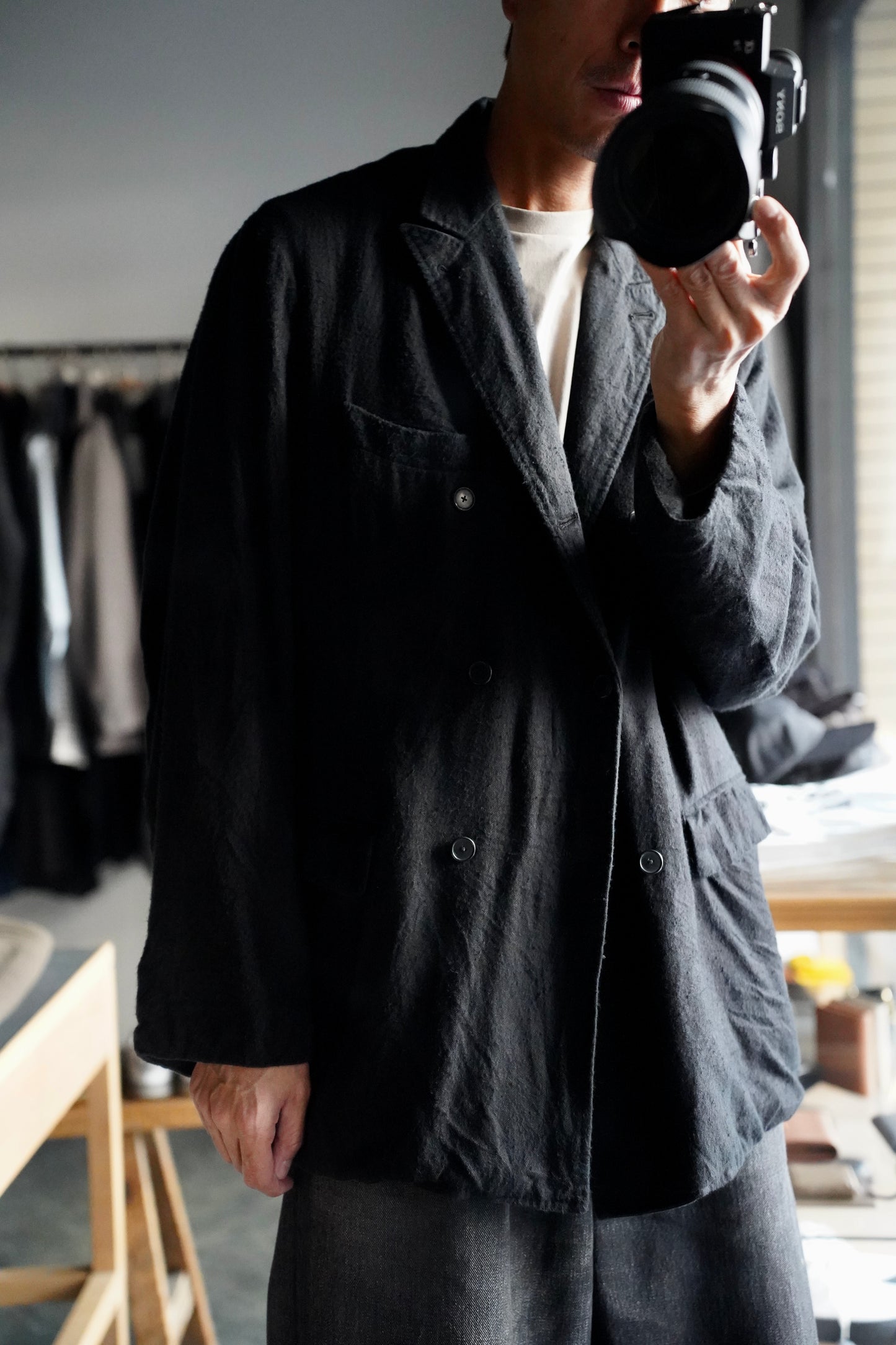 MEN MAATEE & SONS ダブルGATHERED JK SILK NEL