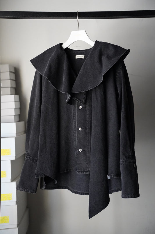 WOMEN RYU KAGA Denim ruffle collar jacket