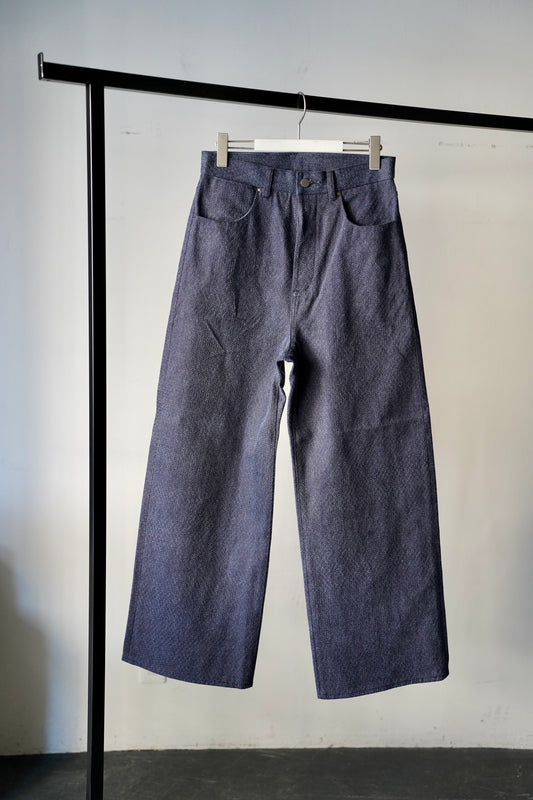 MEN Kiivu / キフ DENIM CURVY LEG TROUSER - 12.5oz Rainbow Denim + Needle -
