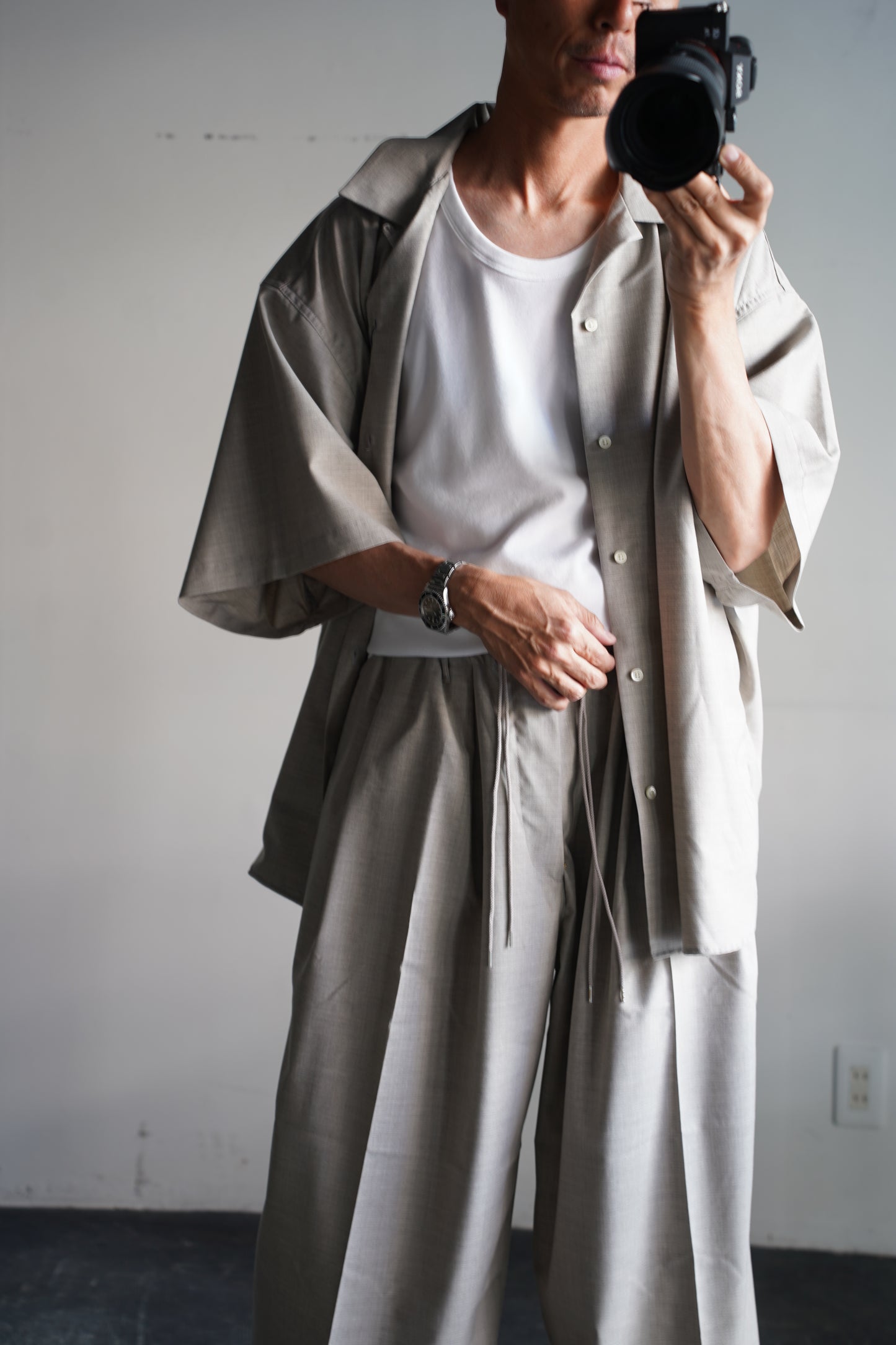 MEN sillage/シアージ re-engineered overshirt short sleeve gray