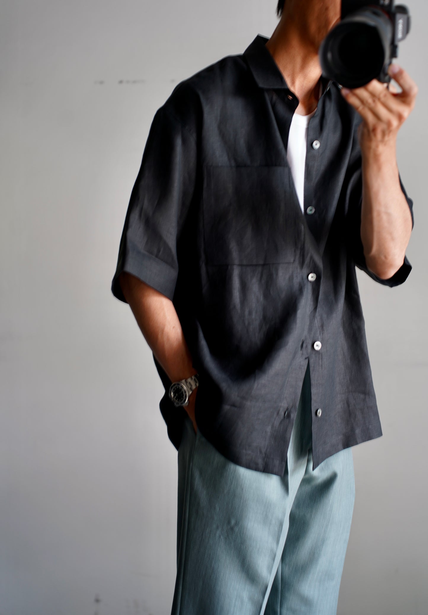 MEN HEUGN / ユーゲン Sam Linen SSL Black