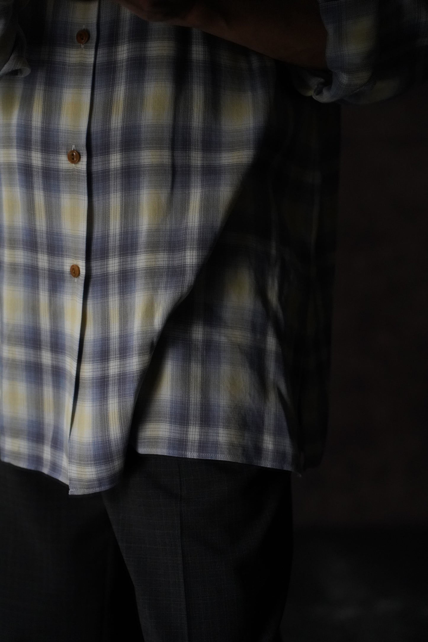 MEN MAATEE & SONS op collar shirts "RAYON SILK WHITE OMBRE""
