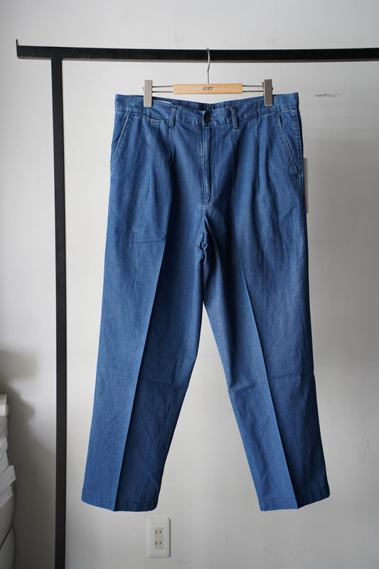 MEN LILY1ST VINTAGE 1980-1990's Italian Summer Indigo Botton Trousers by ERIC HATTON