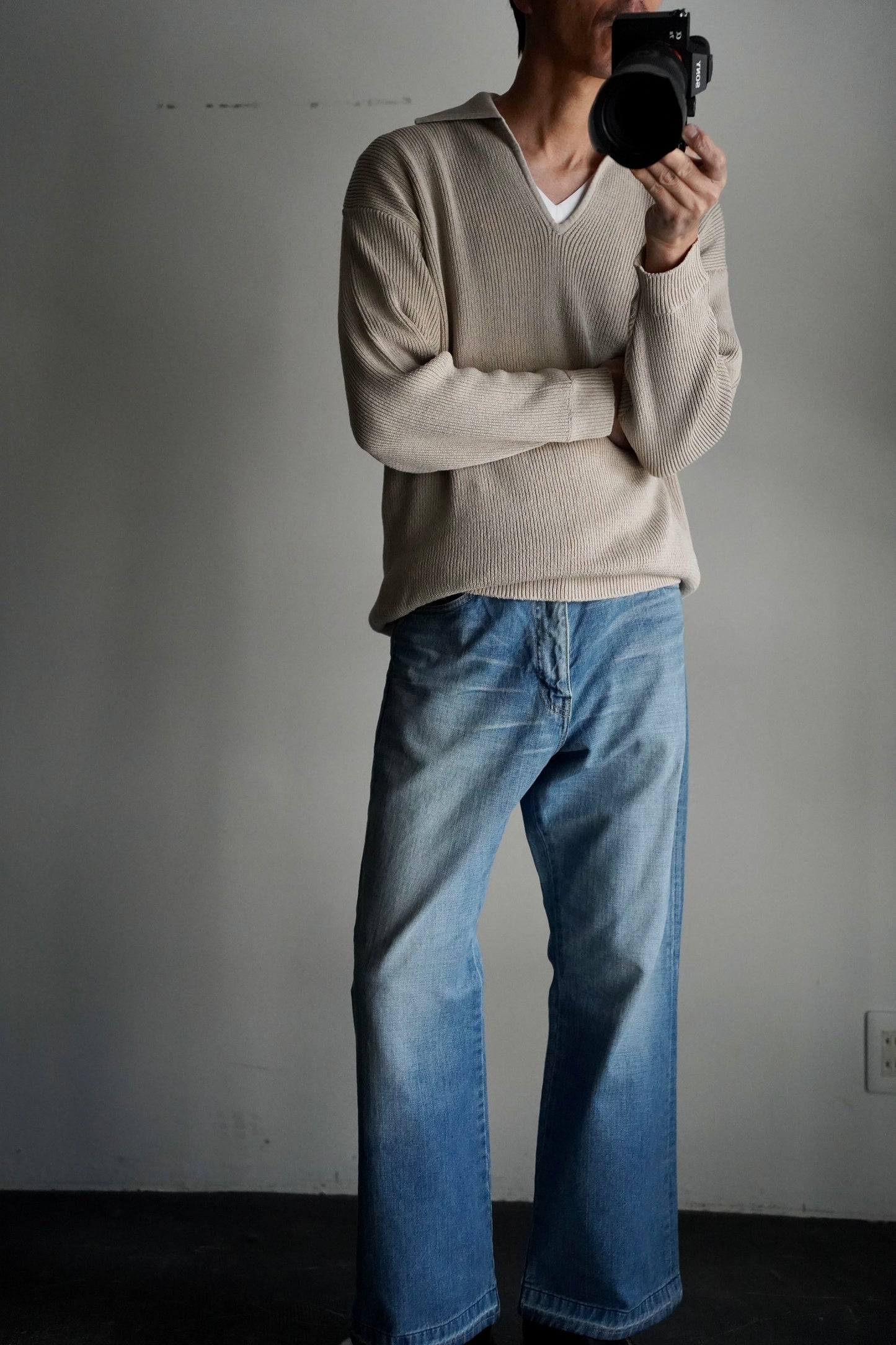 MEN Graphpaper Linen Solotex Skipper Knit