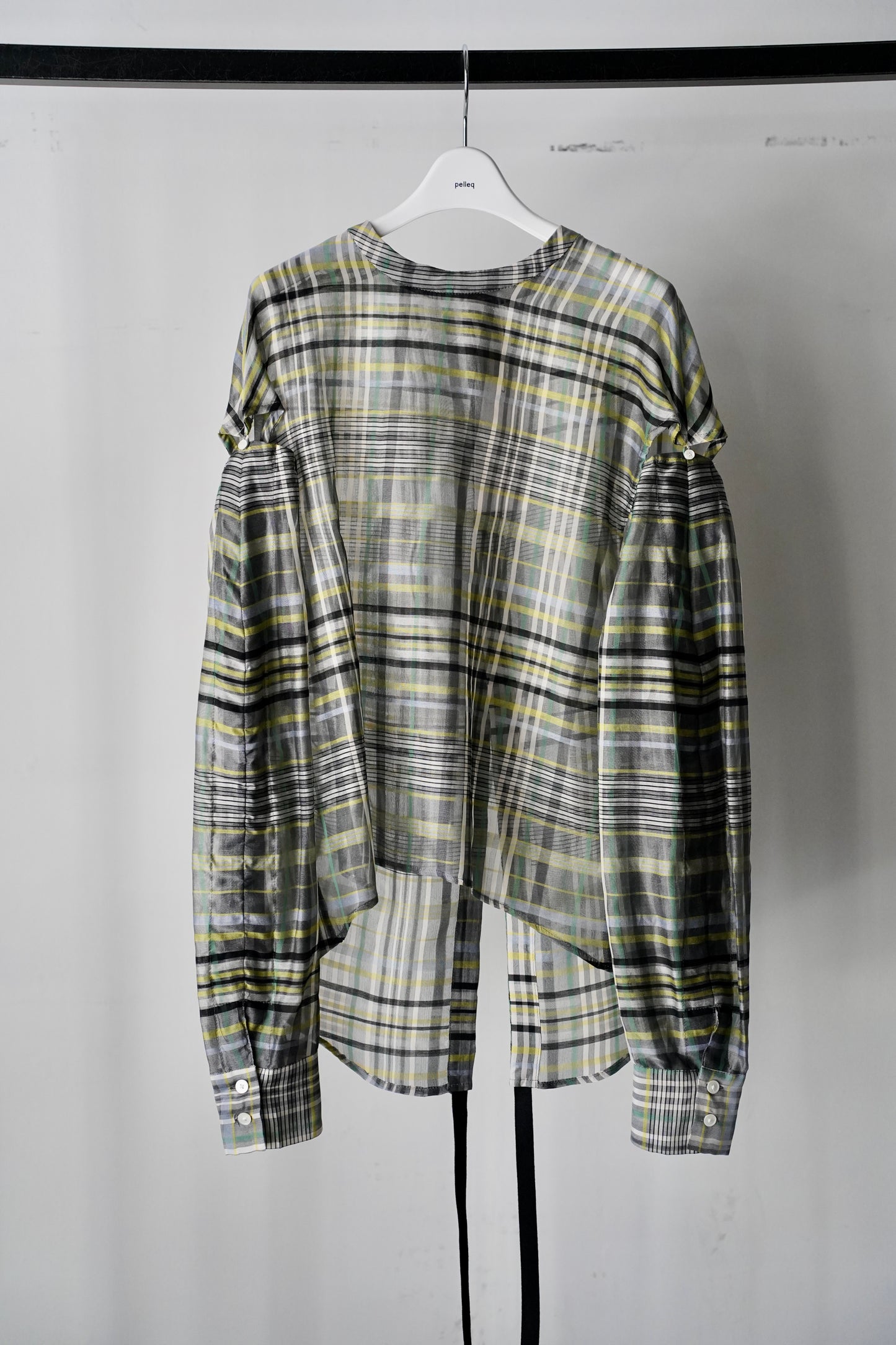 WOMEN pelleq / ペレック plaid silk organza string shirt