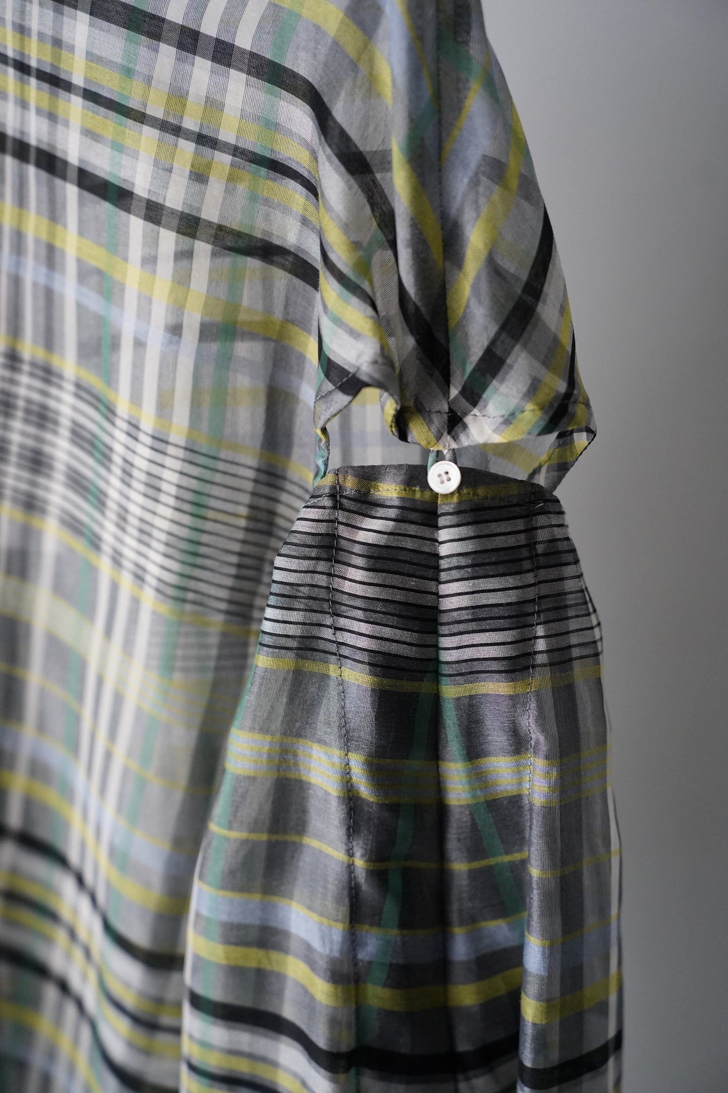 WOMEN pelleq / ペレック plaid silk organza string shirt