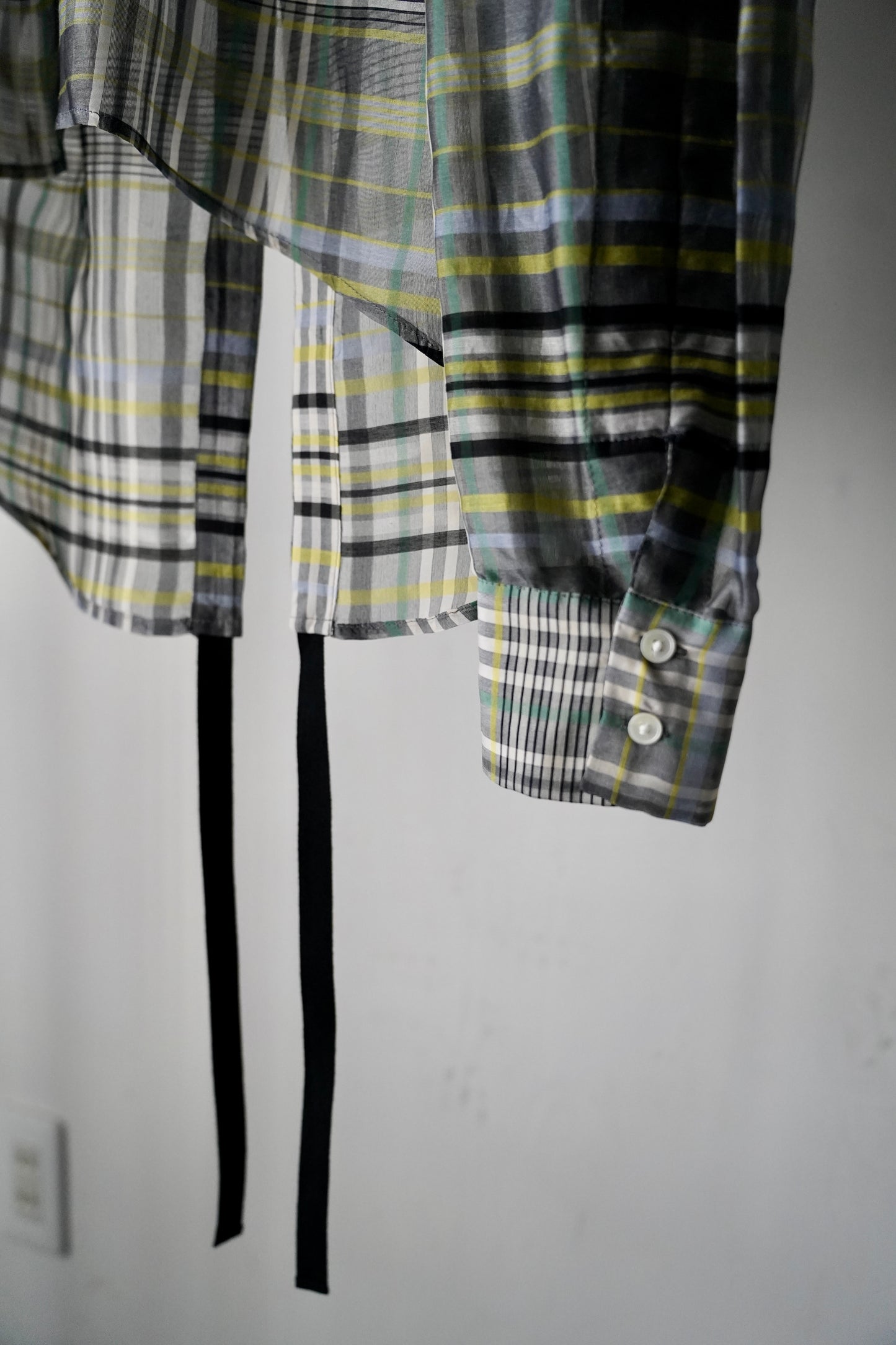 WOMEN pelleq / ペレック plaid silk organza string shirt