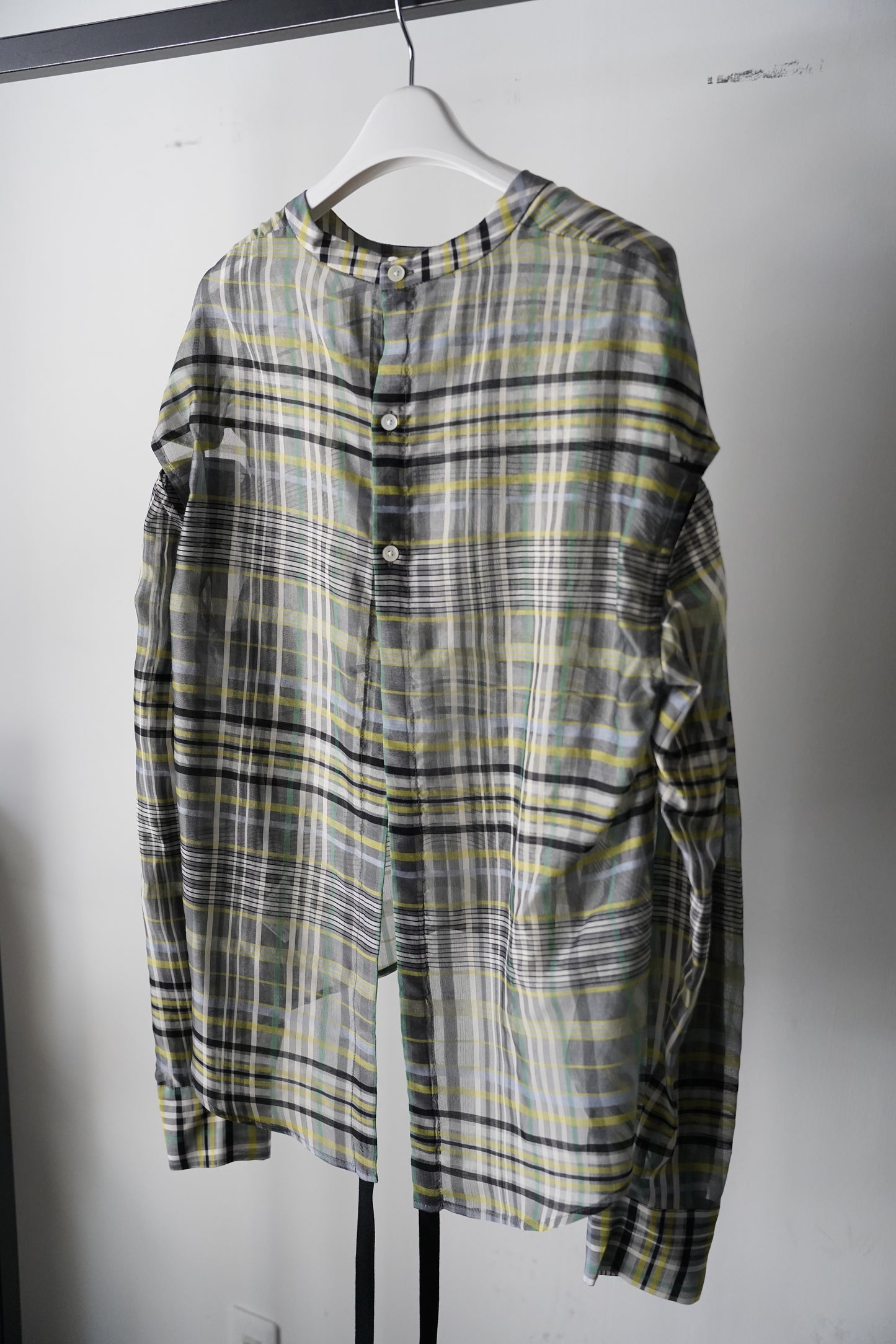 WOMEN pelleq / ペレック plaid silk organza string shirt