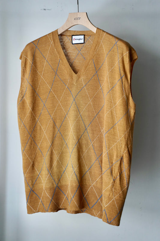 MEN PERUGINO/ペルジーノ リネン インターシャ ベスト