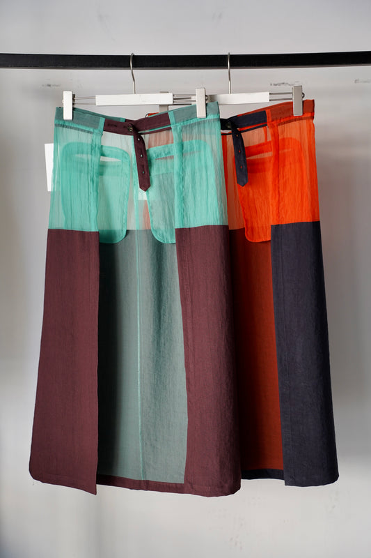 WOMEN JUN MIKAMI/ジュンミカミ シースルーボーダーオーバースカート