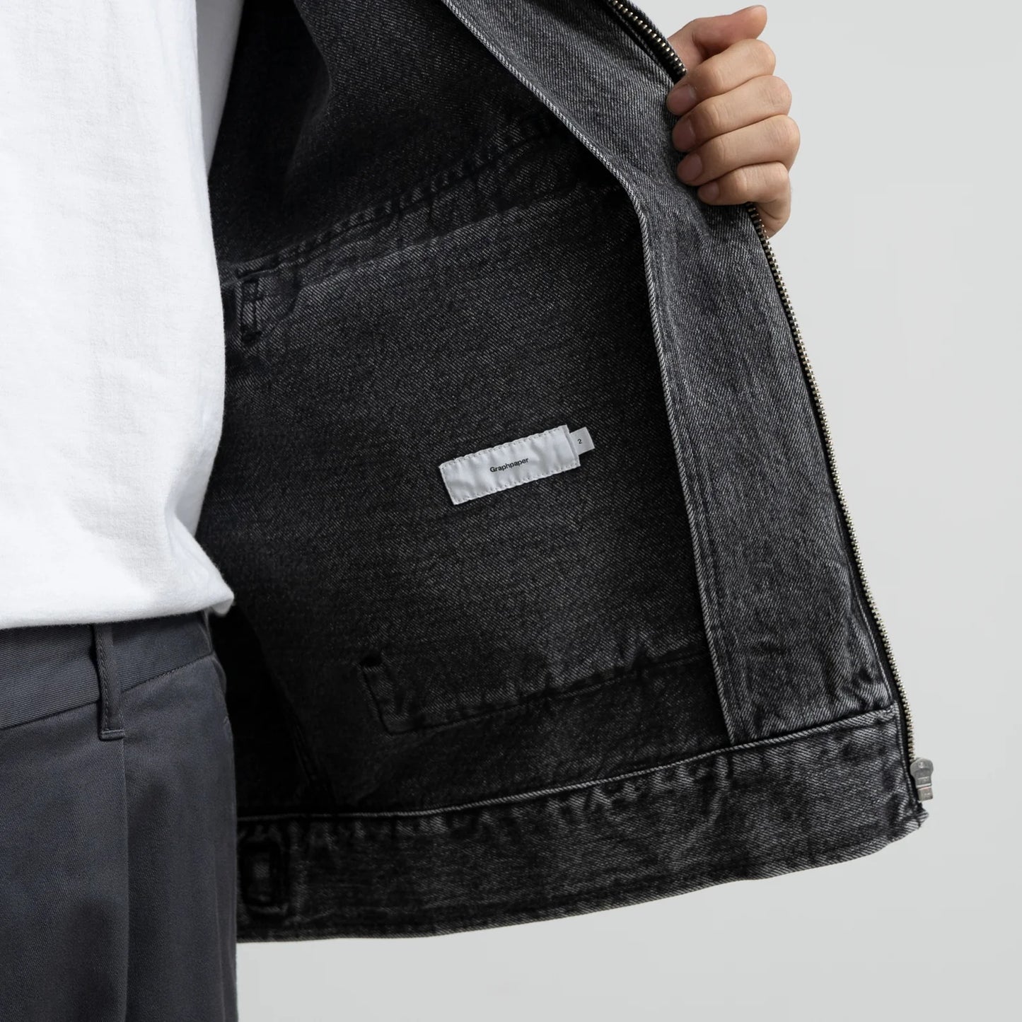 MEN Graphpaper Selvage Denim Zip Jacket / LIGHT FADE