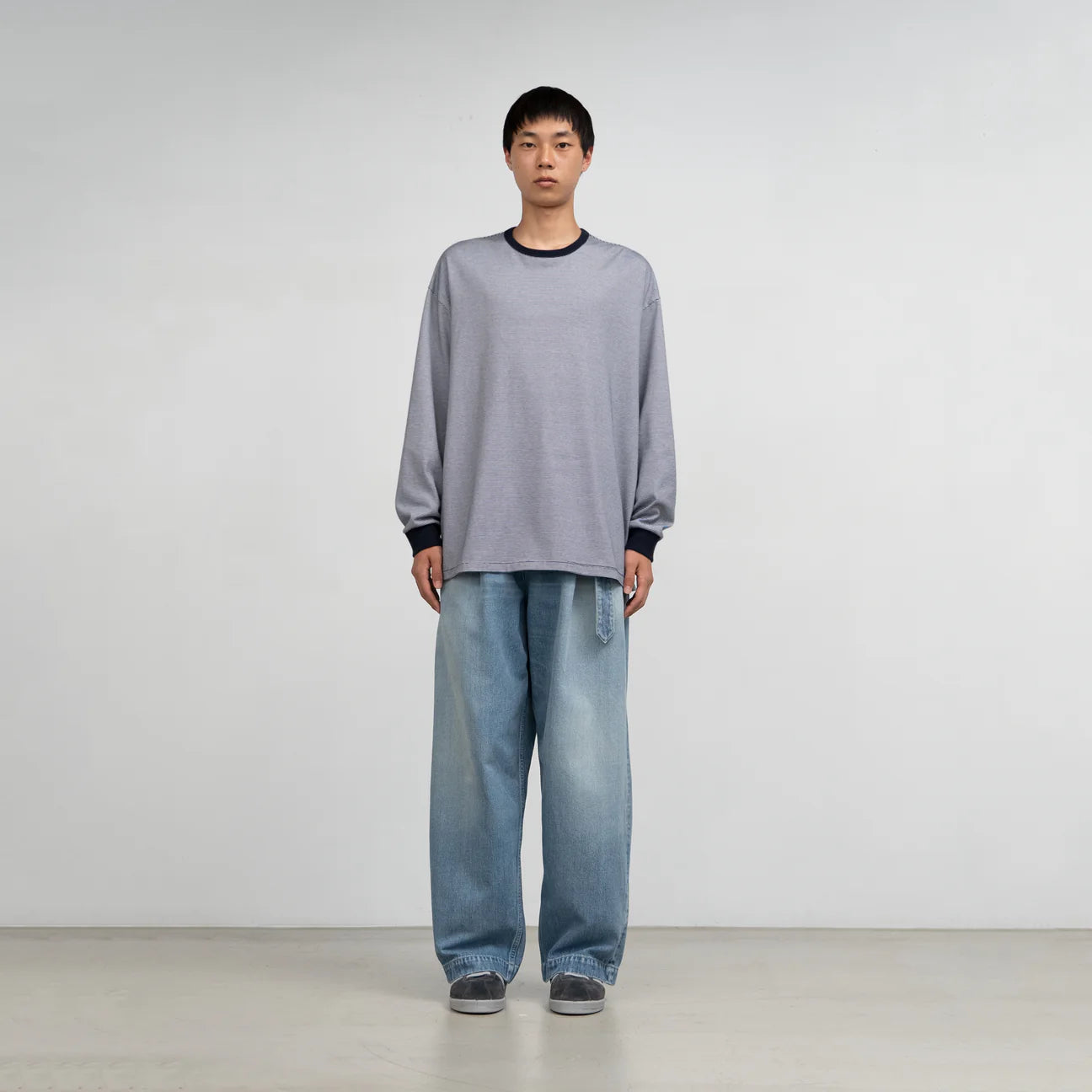 MEN Graphpaper Selvage Denim Belted Pants-INDIGO_LIGHT FADE-