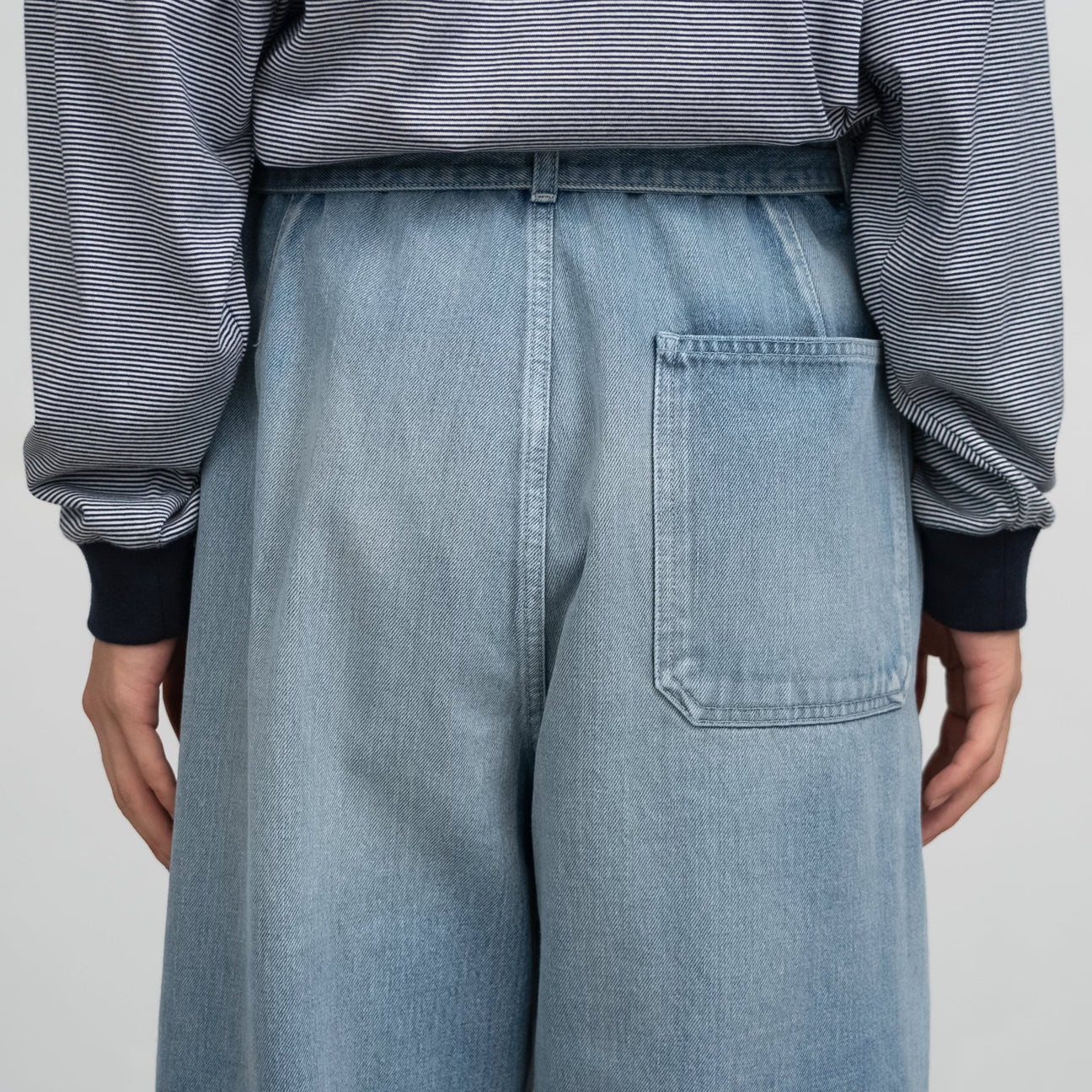 MEN Graphpaper Selvage Denim Belted Pants-INDIGO_LIGHT FADE-