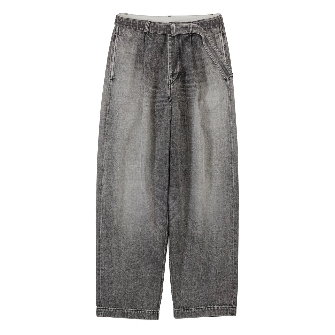 MEN Graphpaper Selvage Denim Belted Pants-BLACK_LIGHT FADE MEN Graphpaper Selvage Denim Belted Pants-BLACK_LIGHT FADE
