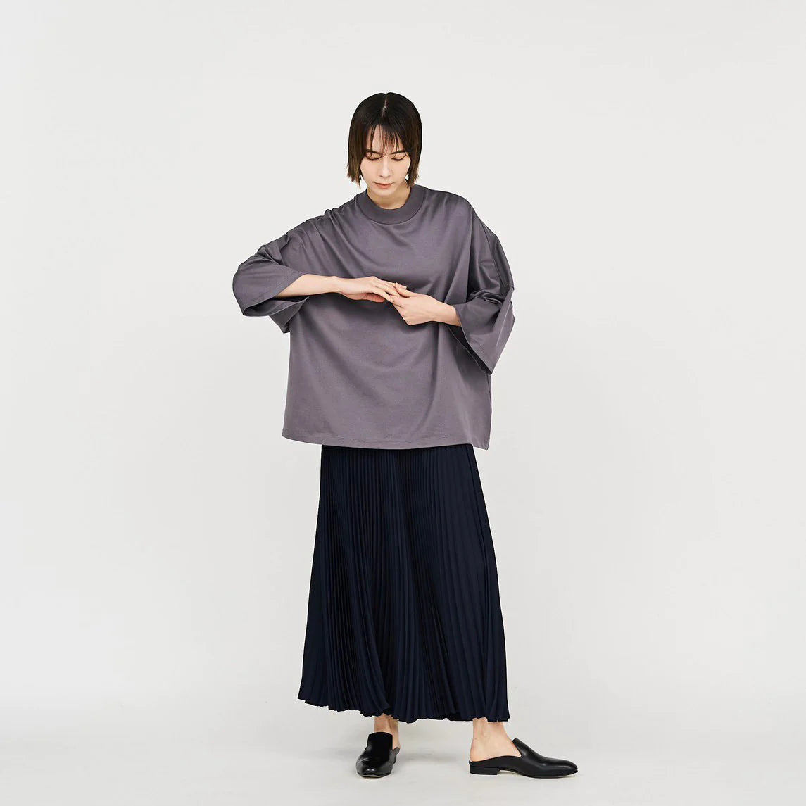 WOMEN Graphpaper Satin Pleats Skirt