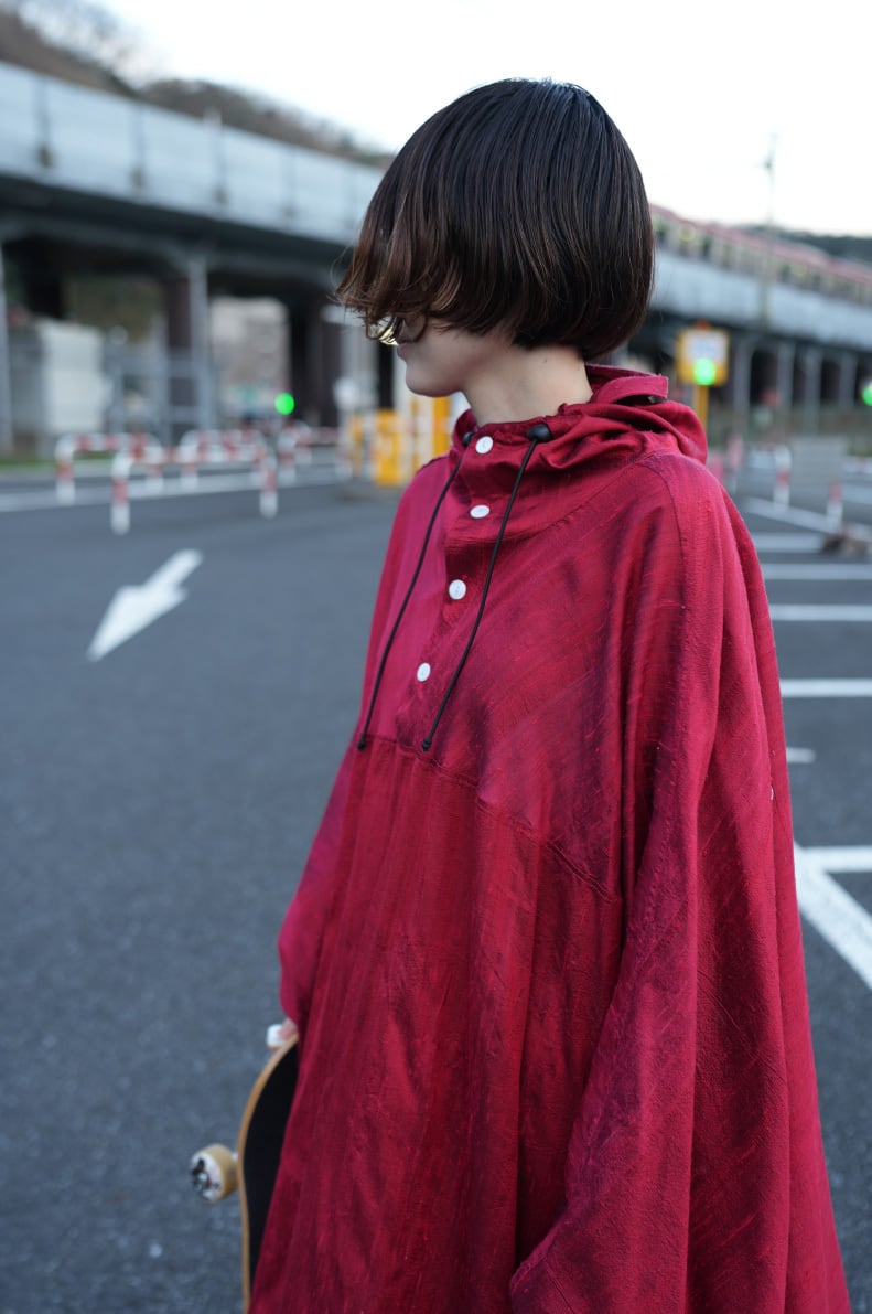 WOMEN TOO PONCHO Red